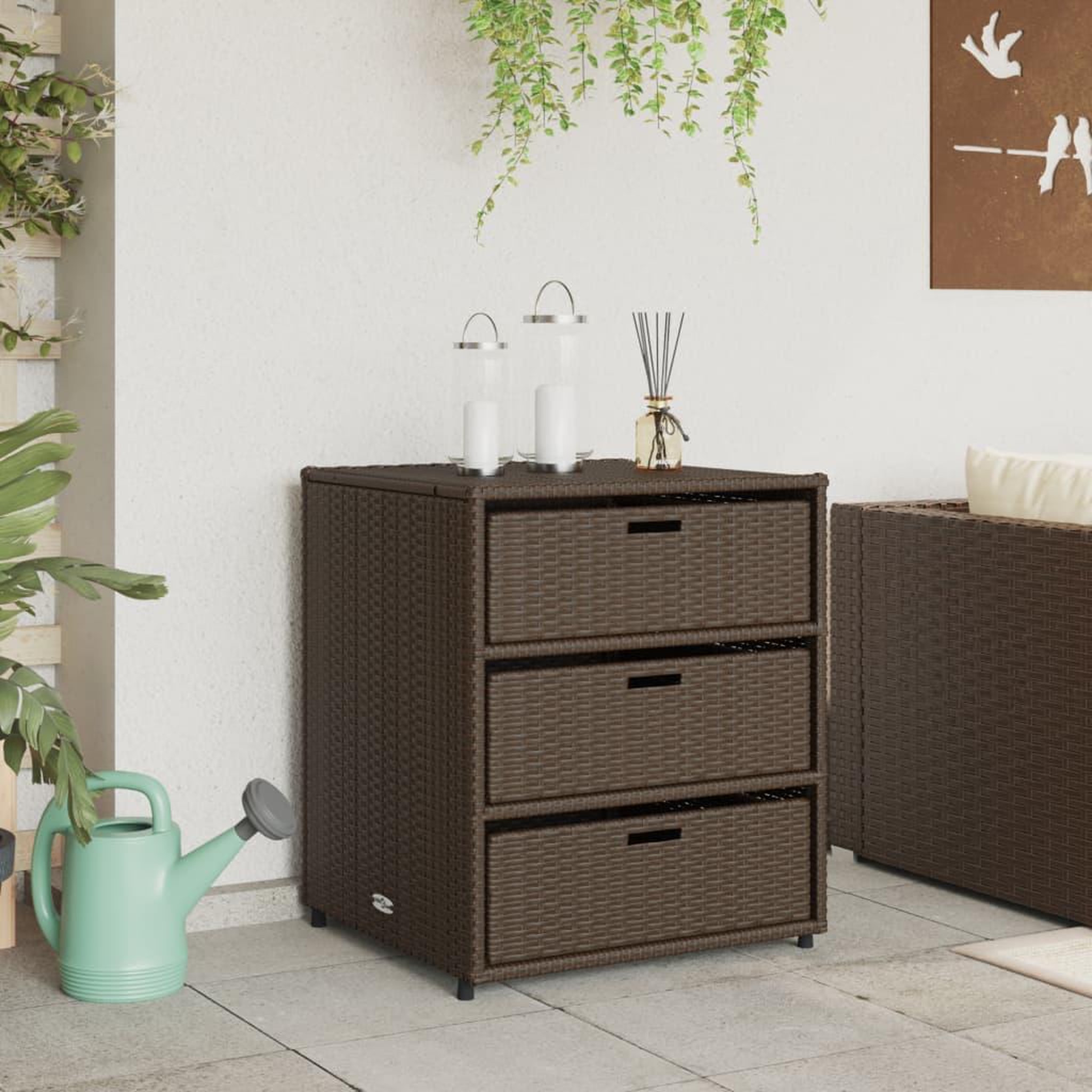 Voir la diapositive 3 : VIDAXL Armoire de rangement de jardin marron 55x59x69cm resine tressee