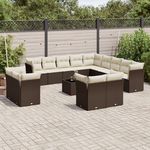 VIDAXL Salon de jardin avec coussins 14 pcs marron resine tressee