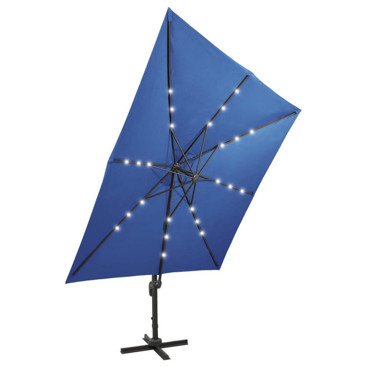 VIDAXL Parasol de jardin en porte-a-faux et mat et lumieres LED