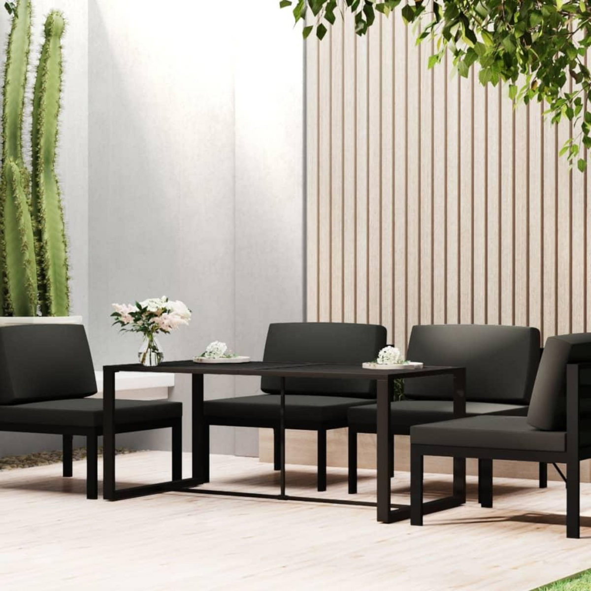 VIDAXL Table a dîner d'exterieur Anthracite 120x60x66 cm Aluminium