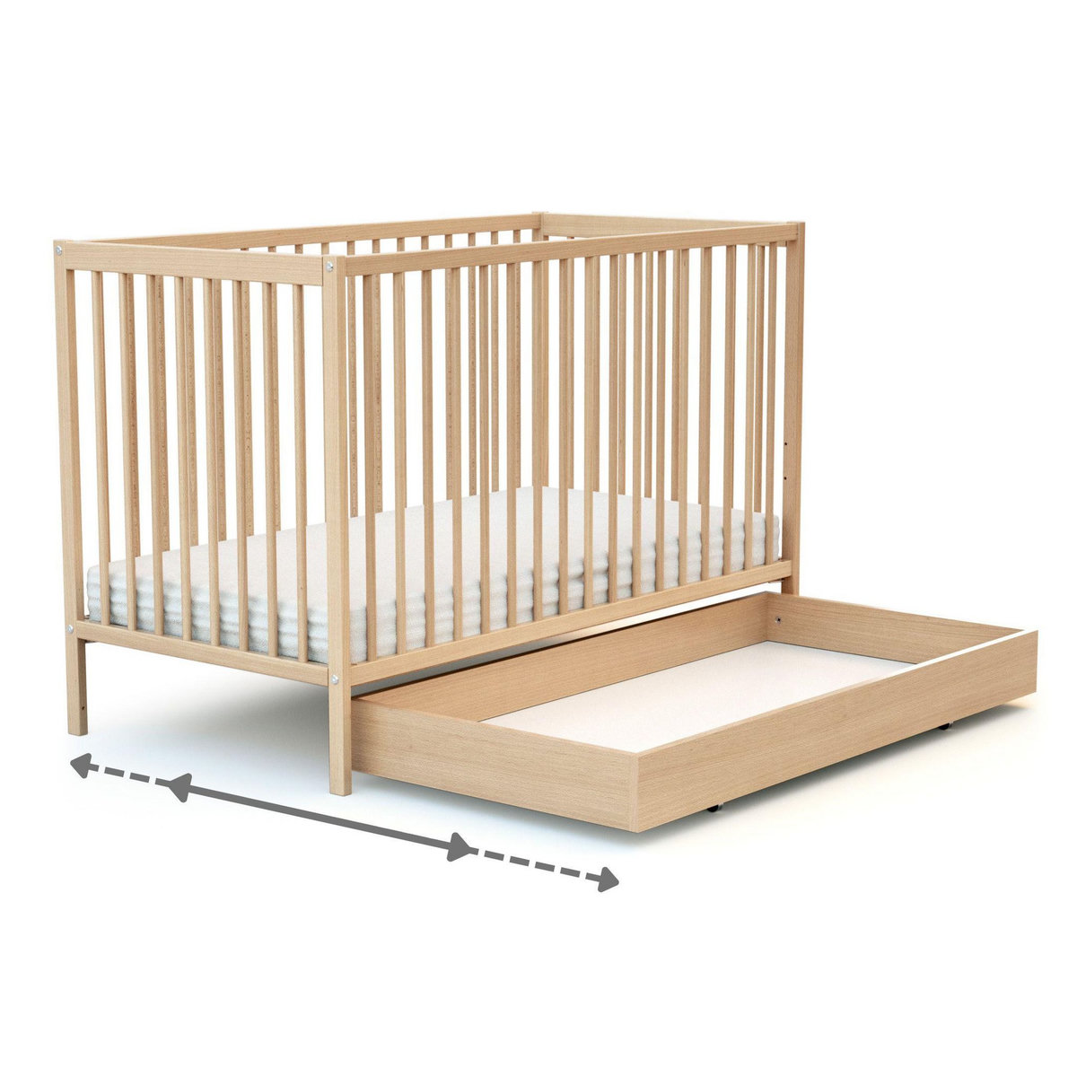 AT4 Tiroir de lit bébé Essentiel en bois