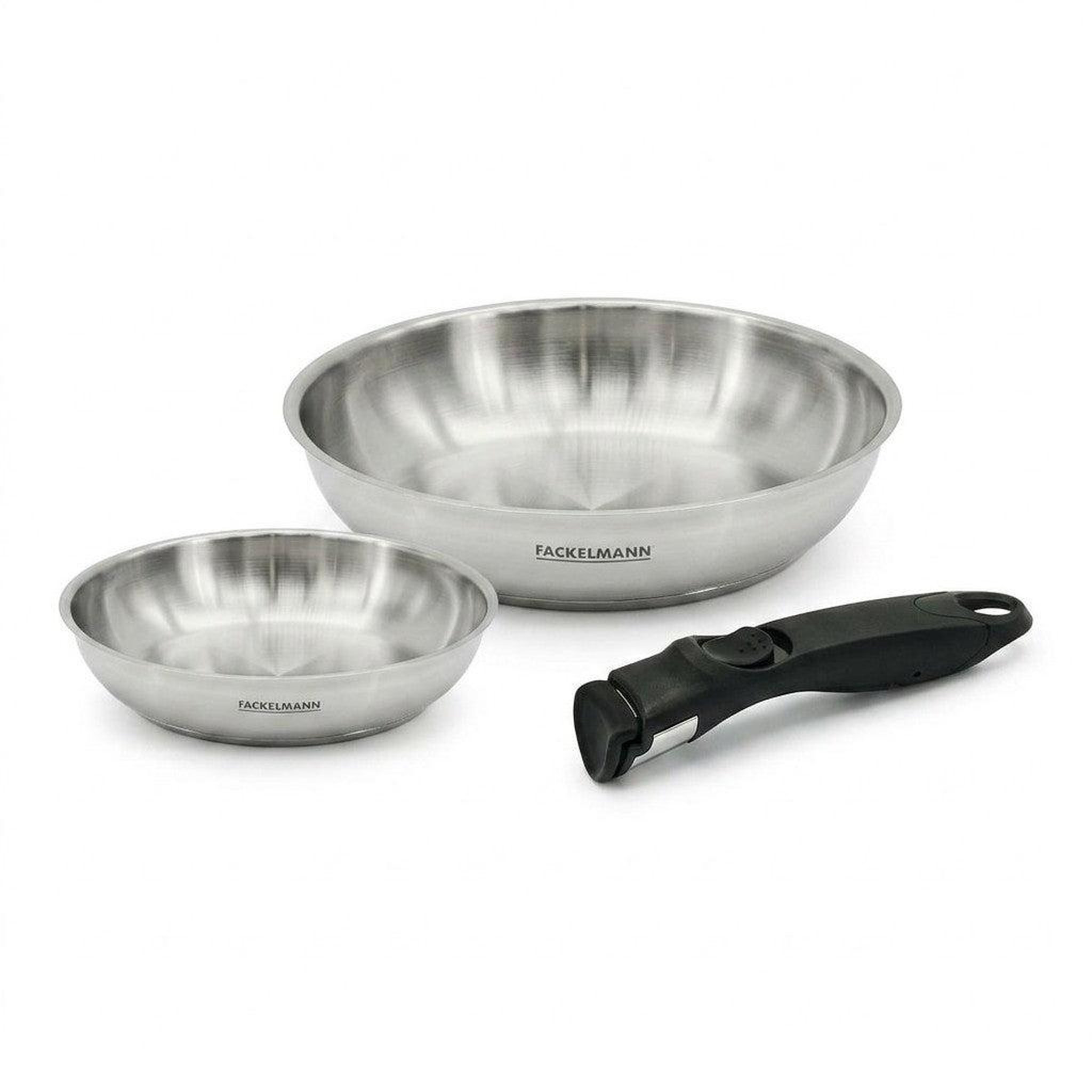 Fackelmann Lot de 2 poêles en inox 20 cm et 24 cm avec manche amovible fackelmann inogrip