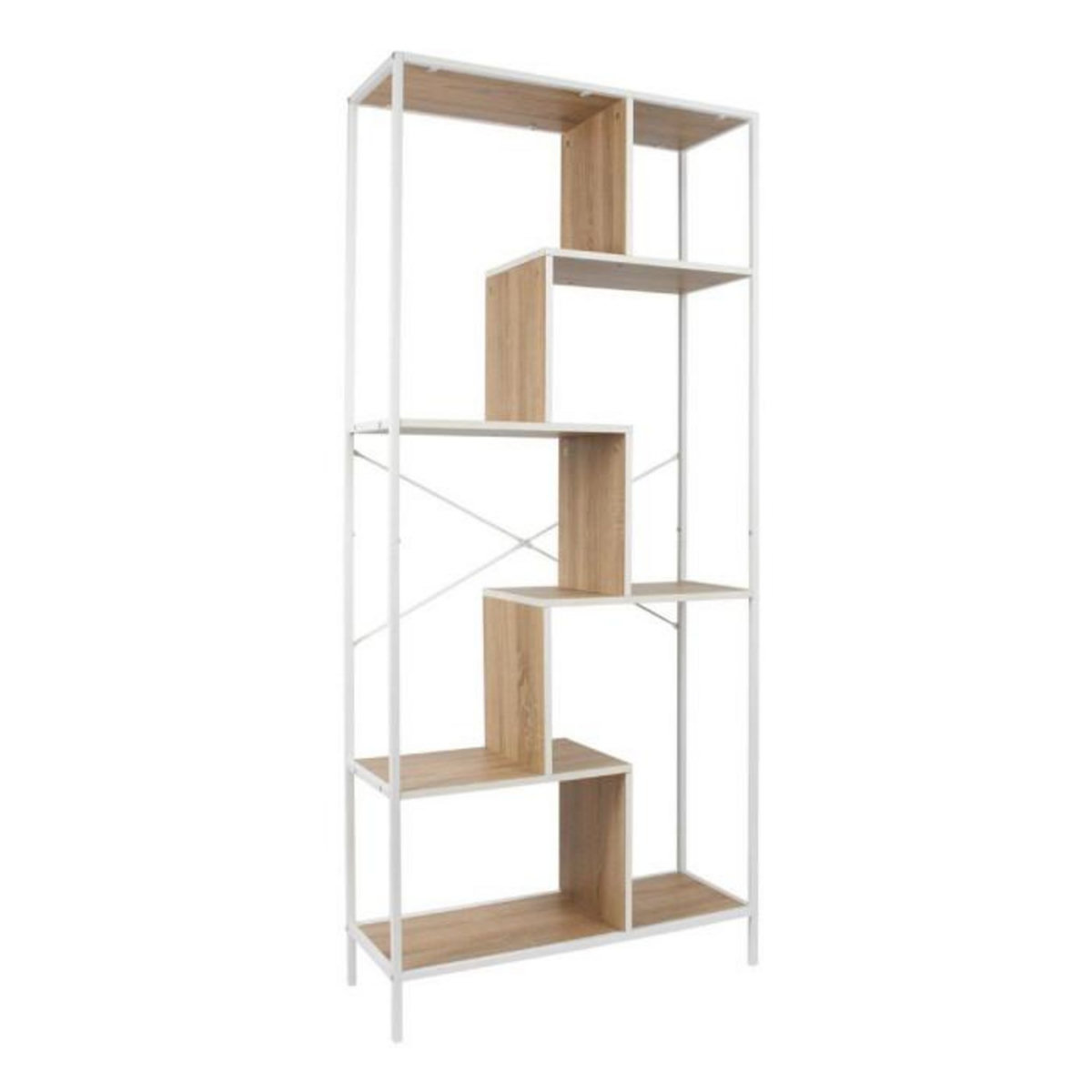 Paris Prix Étagère Design  Edison 180cm Naturel & Blanc