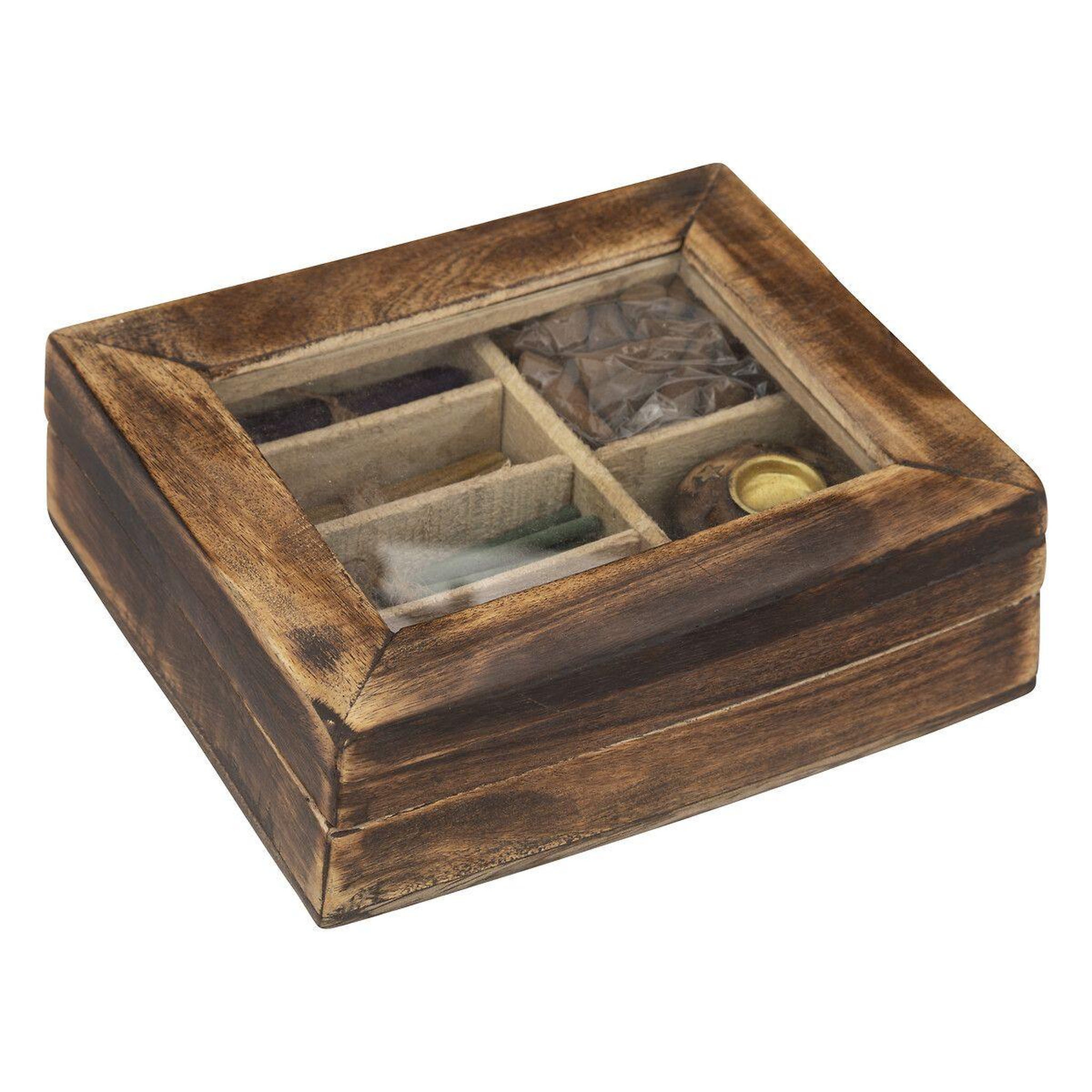 ATMOSPHERA Coffret d'encens en bois  taly  25cm marron