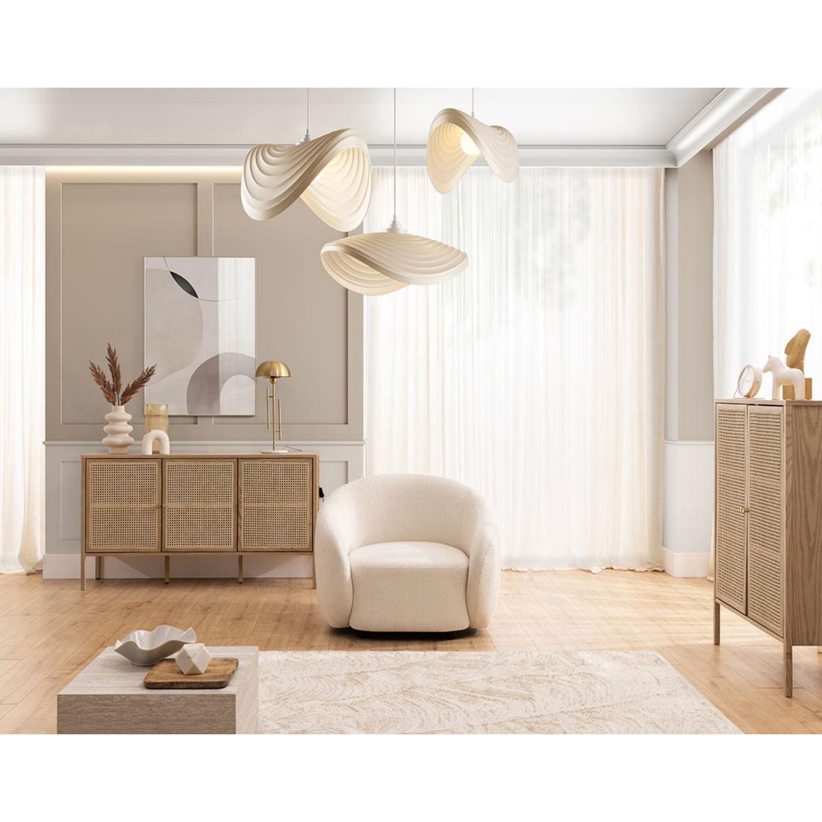 LISA DESIGN Flore - fauteuil en tissu bouclette