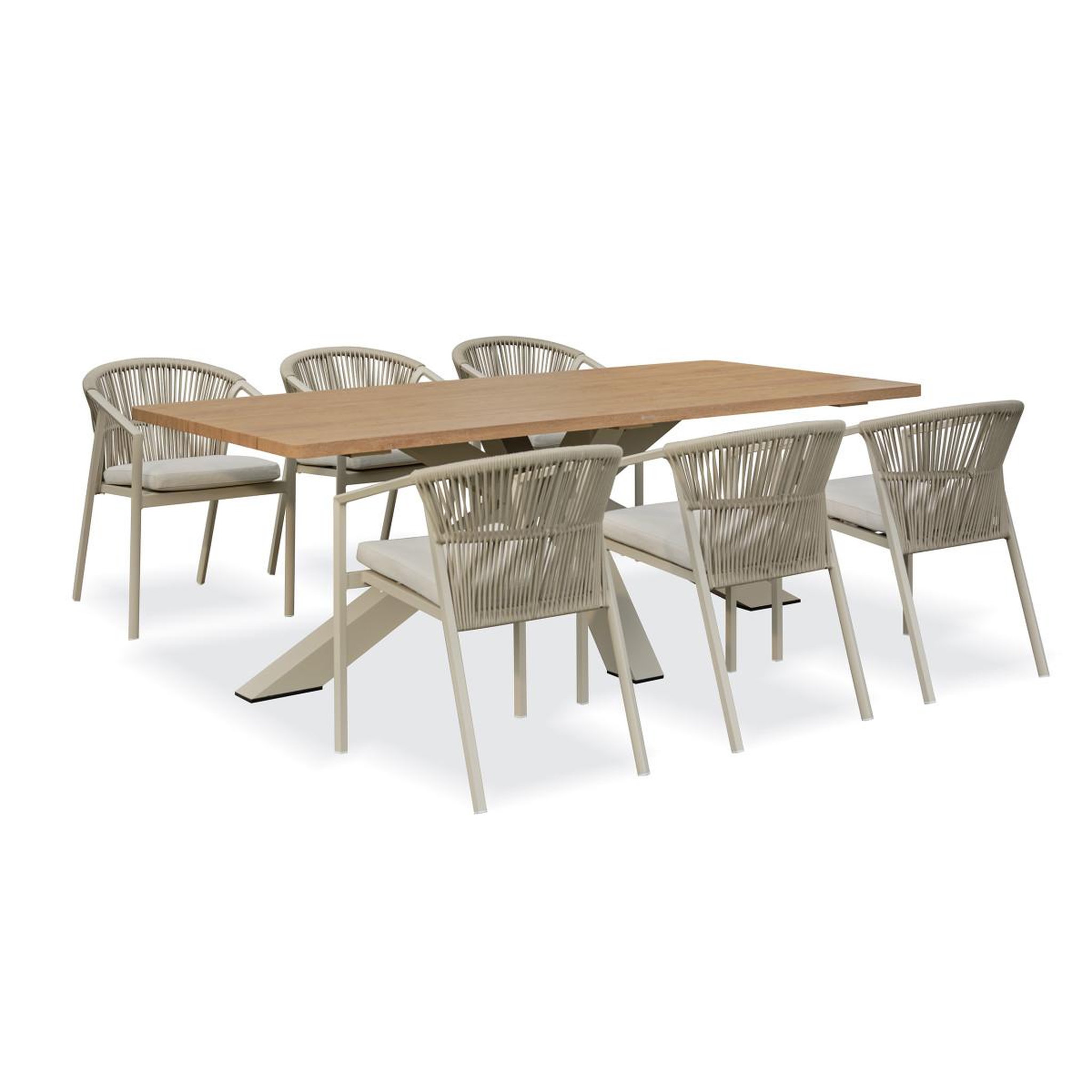 Paris Prix Ensemble table de jardin & 6 fauteuils  kelia & gambi  220cm grège
