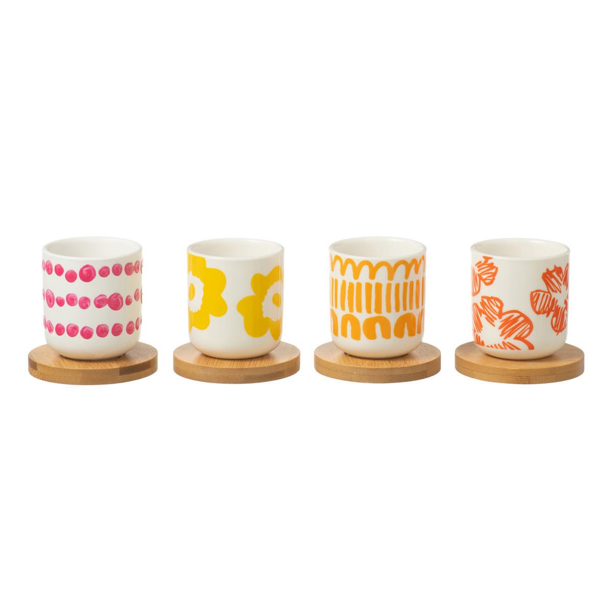 Voir la diapositive 2 : J-LINE Lot de 4 tasses à café & sous-tasses  fiesta sud  10cl multicolore