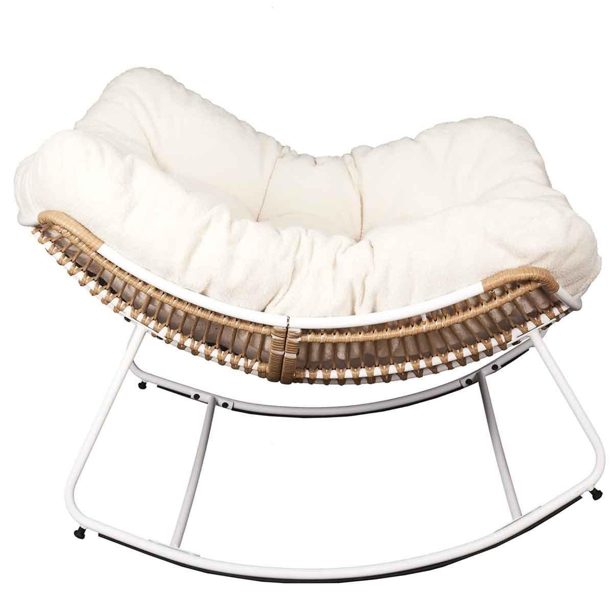 Voir la diapositive 3 : The Home Deco Factory Fauteuil Design  Odin  110cm Naturel & Blanc