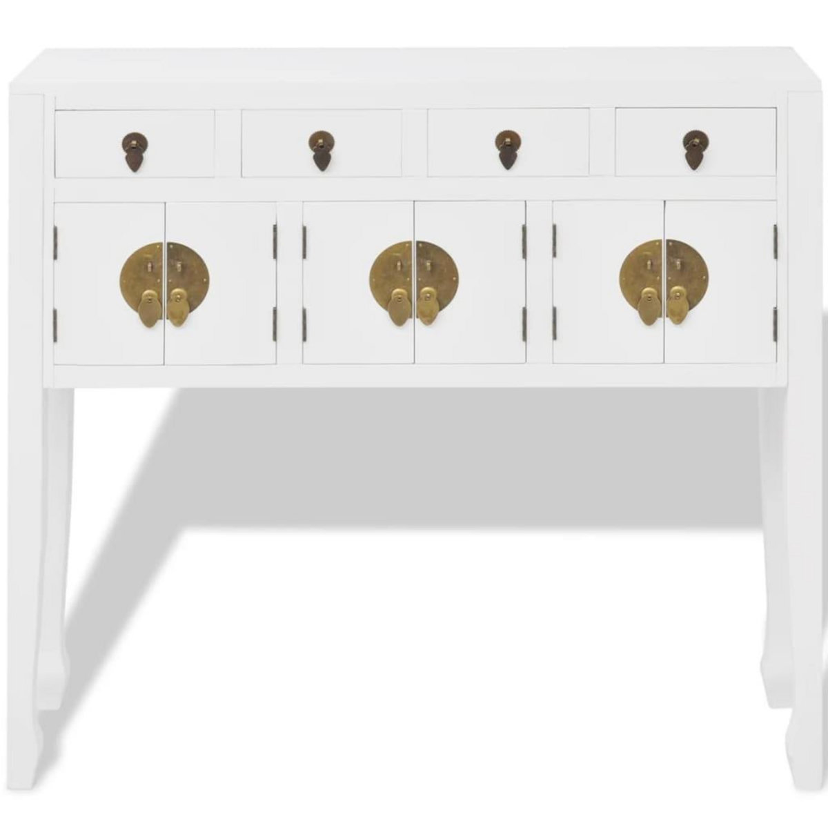 VIDAXL Buffet en style chinois en bois massif Blanc