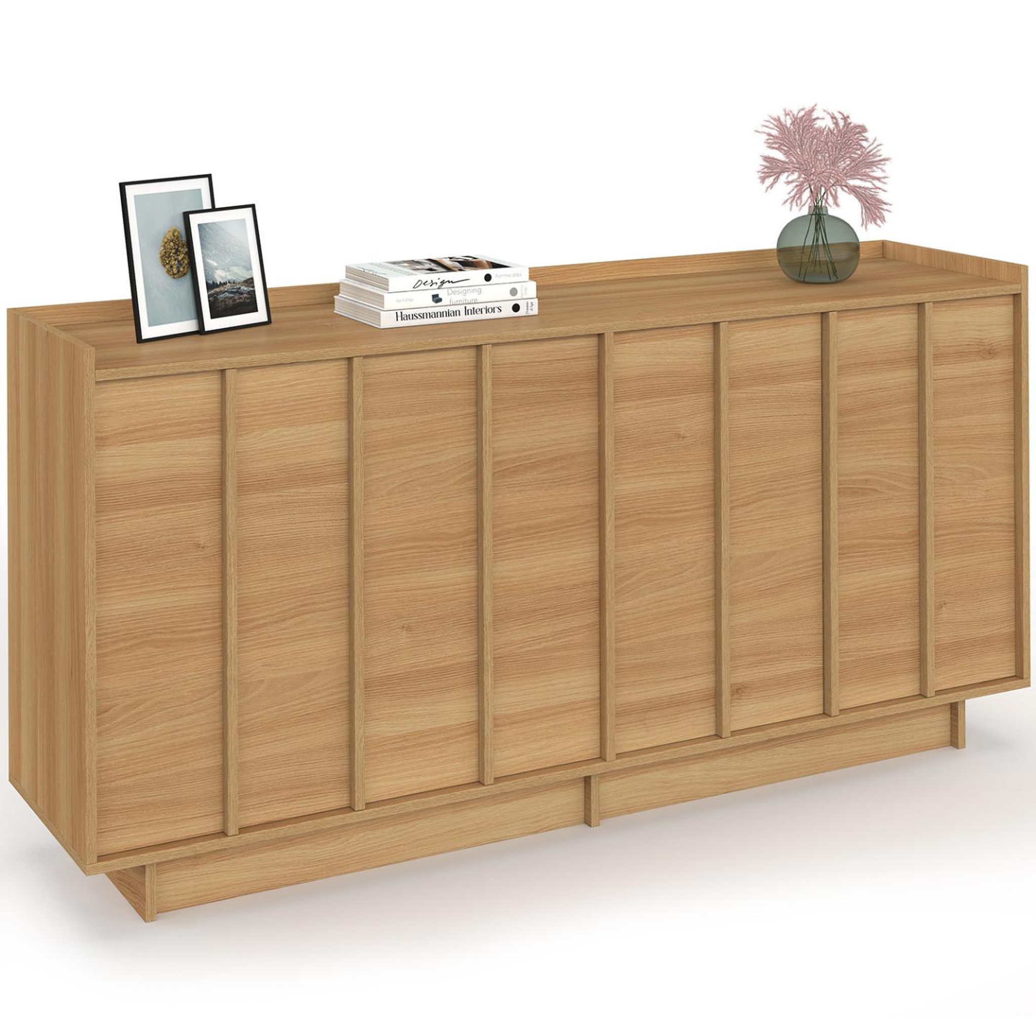 ID MARKET Buffet 160 cm rosie 4 portes façon hêtre design minimaliste