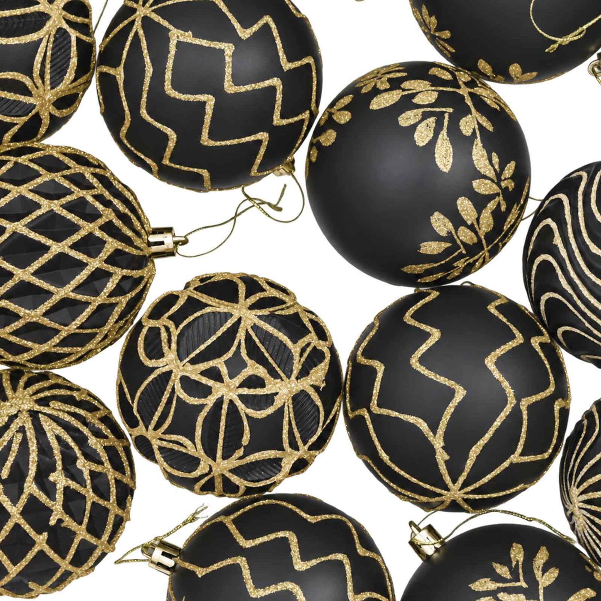 Voir la diapositive 6 : VIDAXL Ensemble de boules de Noël XL 18 pc Noir et Or Diam. 8 cm