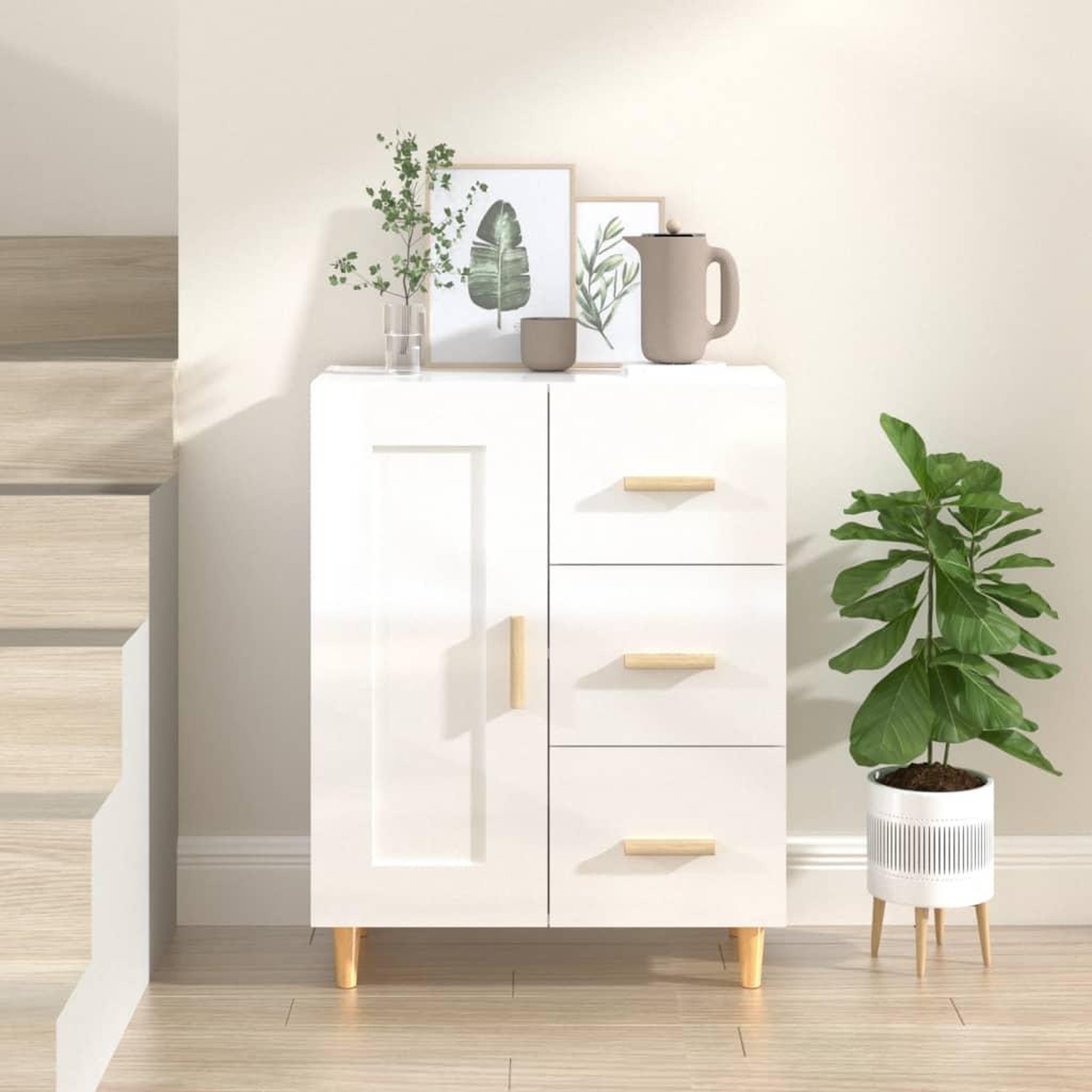 Voir la diapositive 1 : VIDAXL Buffet Blanc brillant 69,5x34x90 cm Bois d'ingenierie