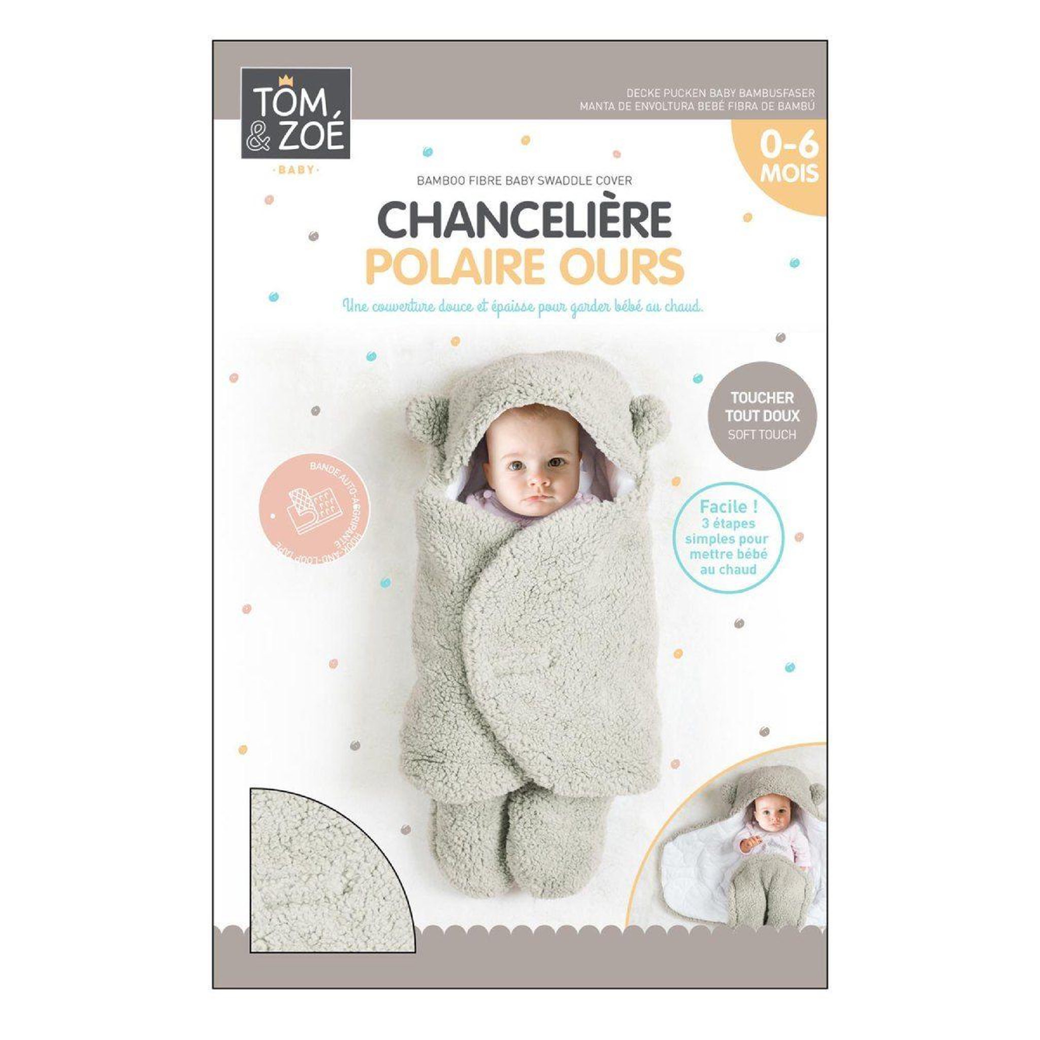 Voir la diapositive 5 : Tom & Zoé Chancelière polaire  ours  76cm gris