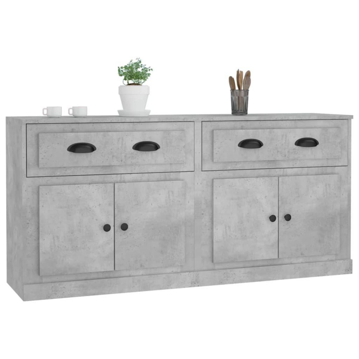 VIDAXL Buffets 2 pcs gris beton bois d'ingenierie