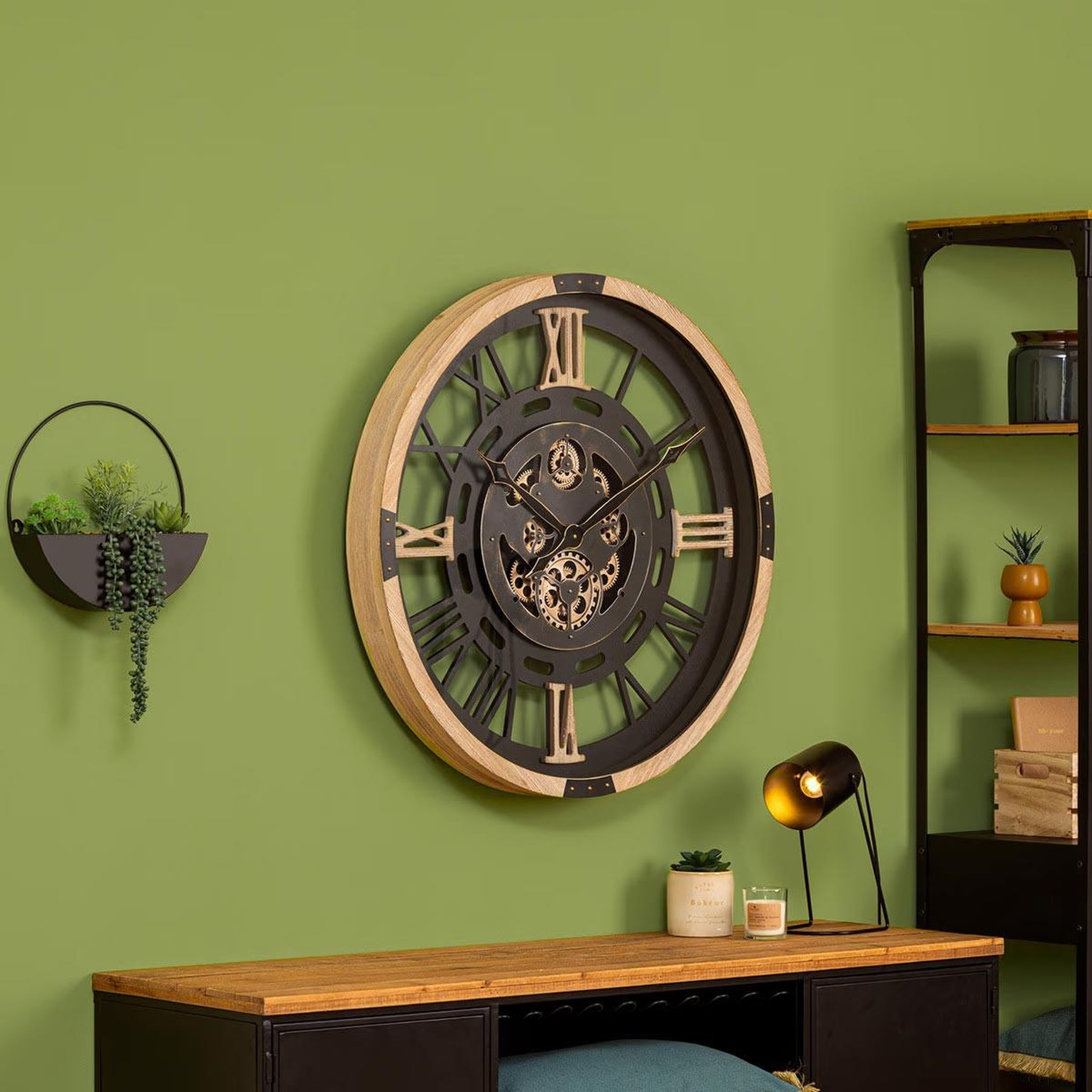 Voir la diapositive 5 : ATMOSPHERA Horloge murale mécanique  kent  80cm noir