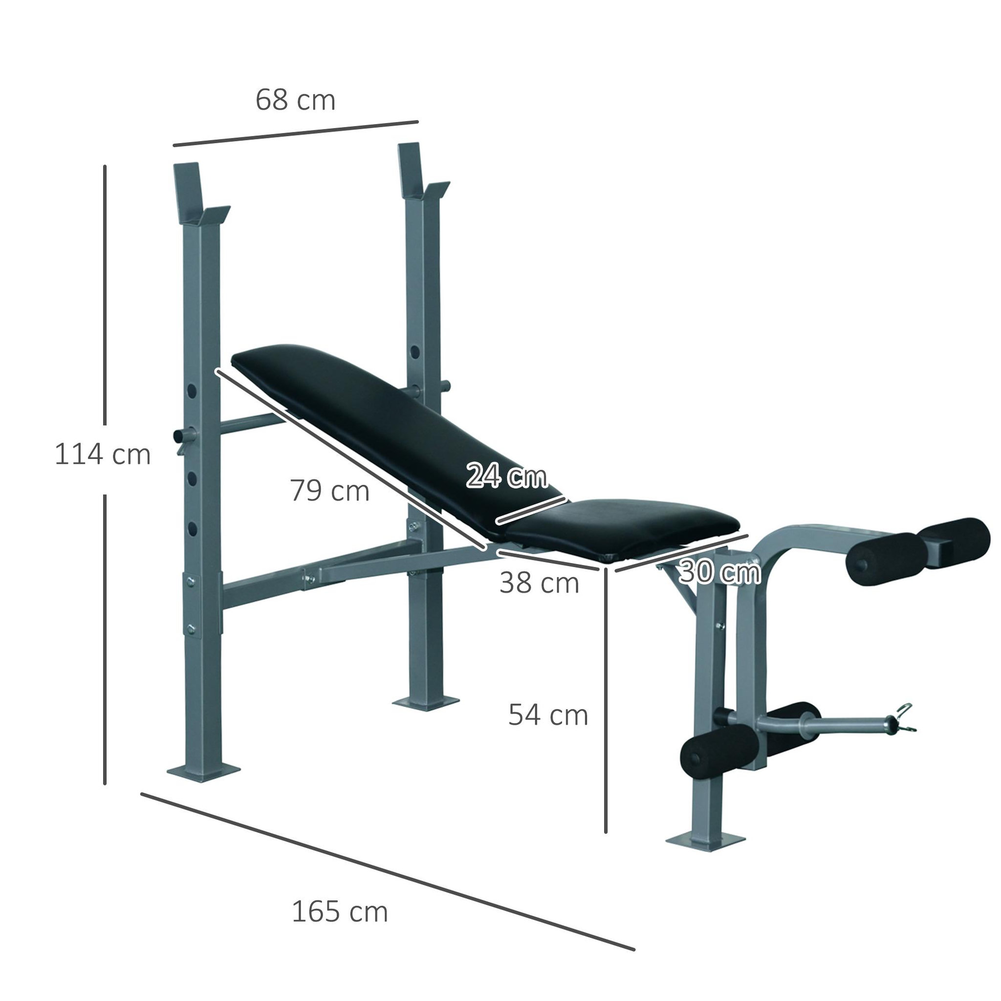 Voir la diapositive 3 : HOMCOM Banc de musculation fitness entrainement complet dossier réglable curler