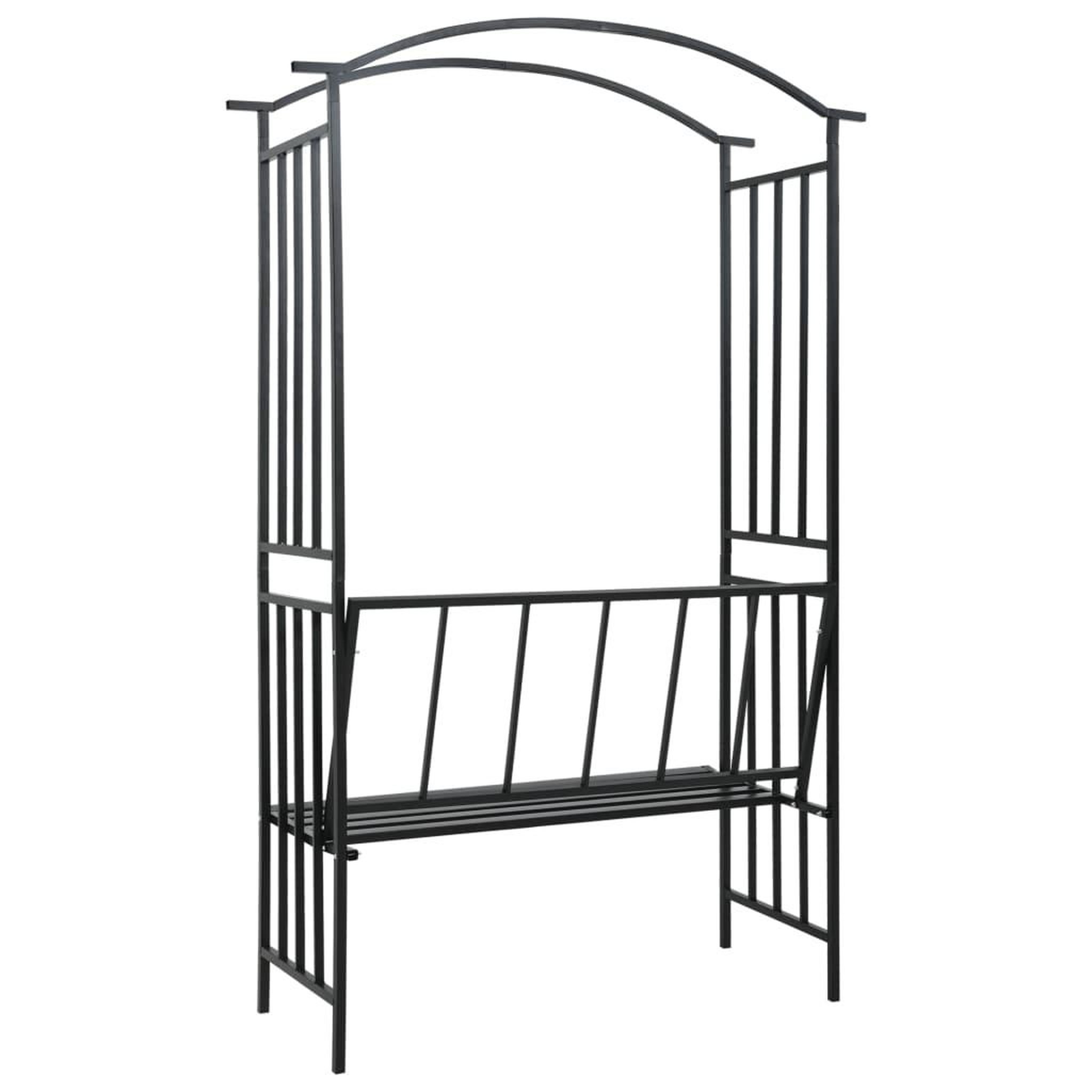 Voir la diapositive 4 : VIDAXL Voute de jardin avec banc Noir 128x50x207 cm Fer