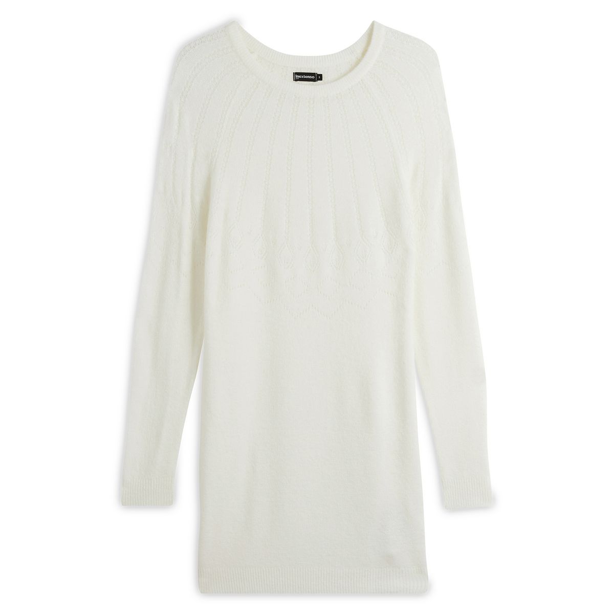 INEXTENSO Robe pull col rond écru femme