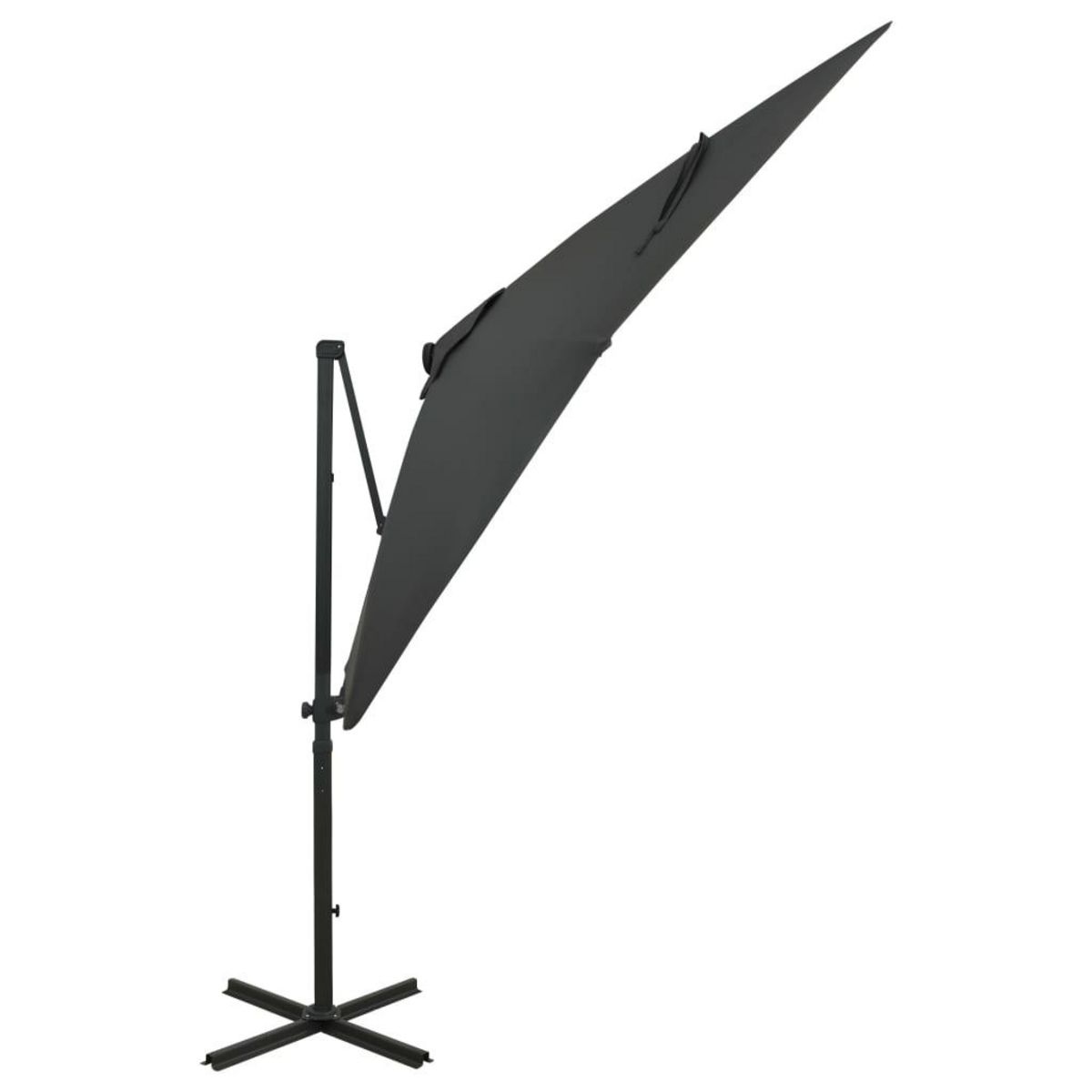 VIDAXL Parasol de jardin en porte-a-faux avec mat et lumieres LED