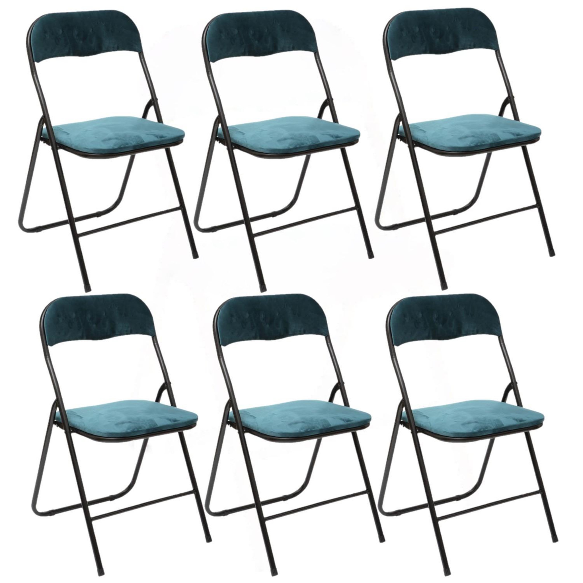 Voir la diapositive 1 : TOILINUX Lot de 6 Chaises pliantes effet velours