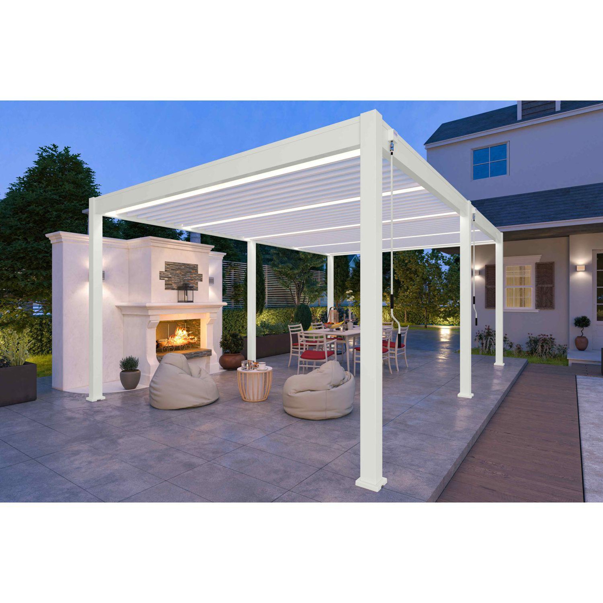 Voir la diapositive 8 : Pergola Bioclimatique autoportée 4x6 m - Aluminium - Blanc -  VS OmBREA®