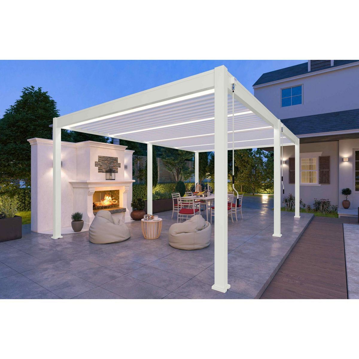 Pergola Bioclimatique autoportée 4x6 m - Aluminium - Blanc -  VS OmBREA®