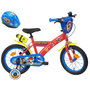 Voir la diapositive 1 : Nickelodeon Vélo enfant - Modèle 14'' Pat Patrouille  + Casque  pour enfant de 95/110 cm avec stabilisateurs - 2 freins - Plaque décorative avant - Porte bidon