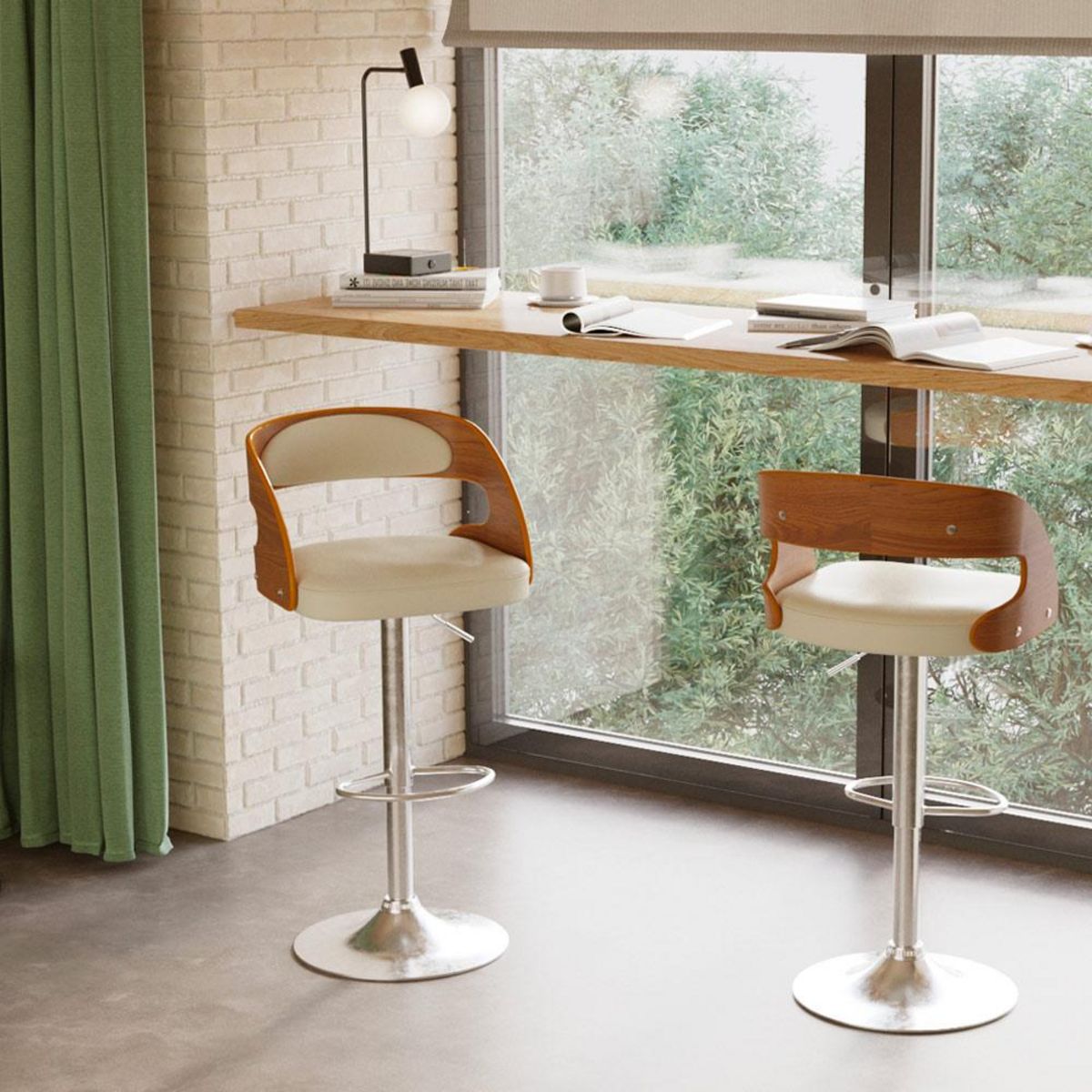 Rendez vous déco Chaise de bar réglable 62/84 cm en cuir synthétique noir - Louis