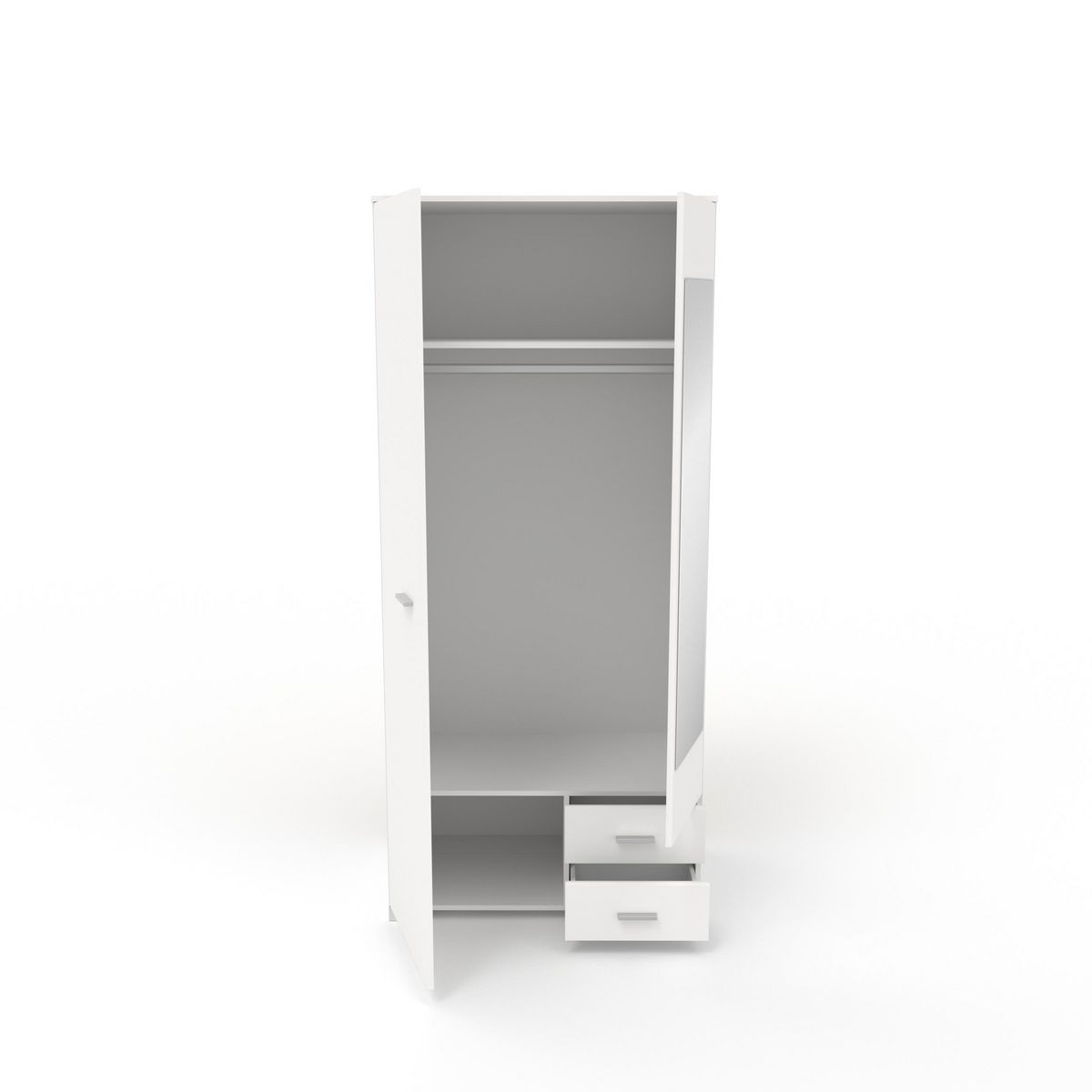 Armoire 2 portes 1 miroir 2 tiroirs L90cm FLAVIE