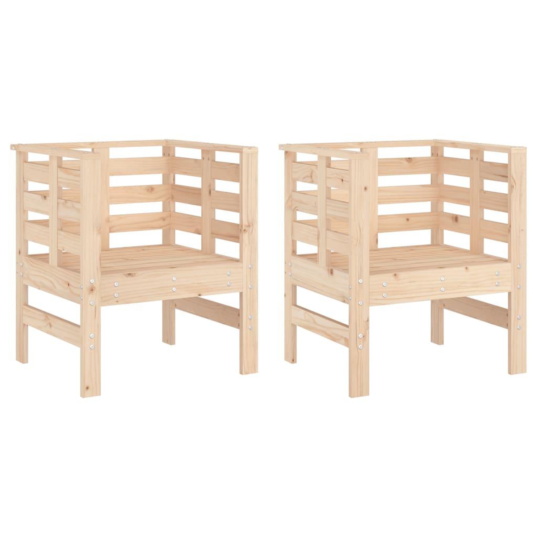 Voir la diapositive 2 : VIDAXL Chaises de jardin lot de 2 61,5x53x71 cm bois de pin massif