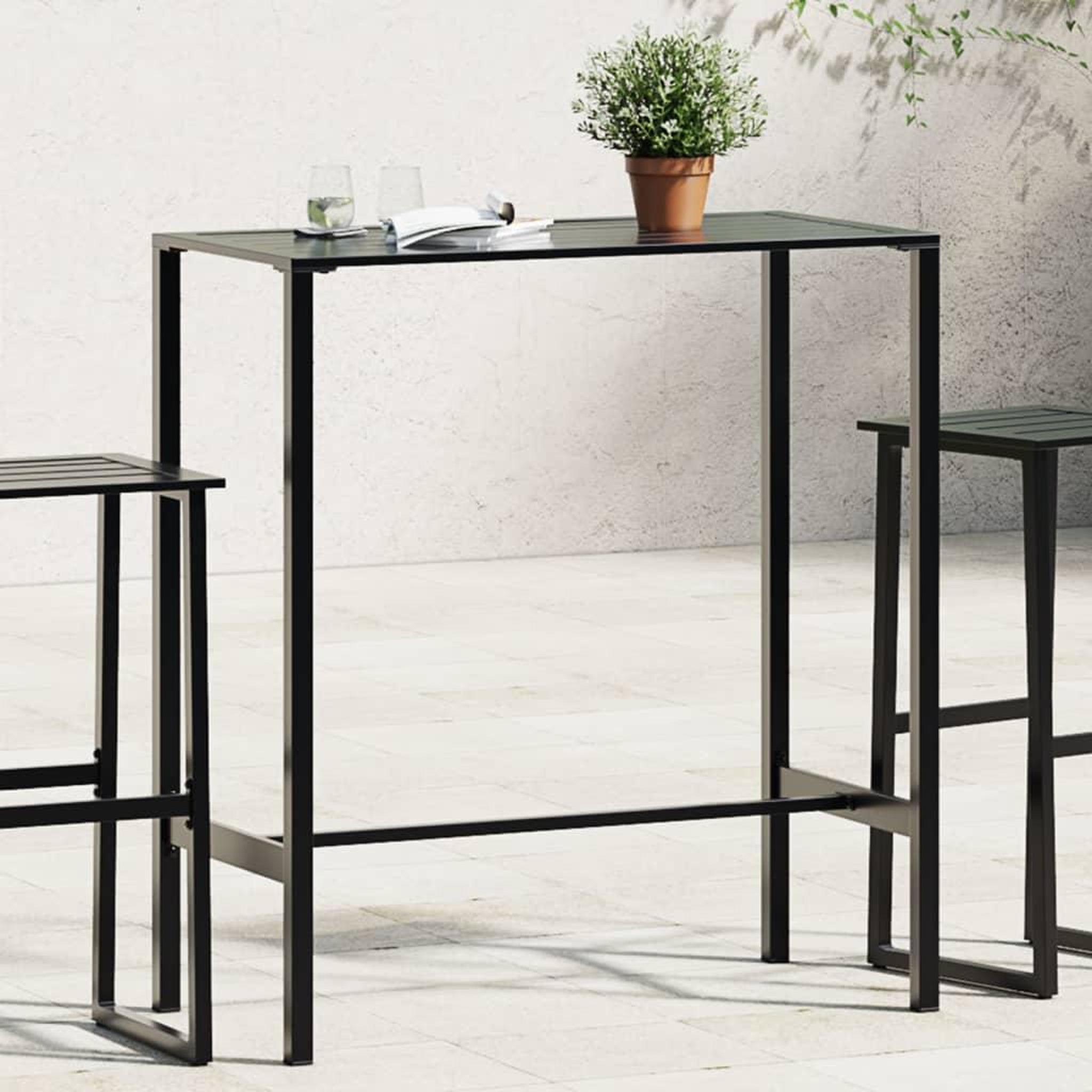 VIDAXL Table de bar noir 100x50x110 cm acier enduit de poudre