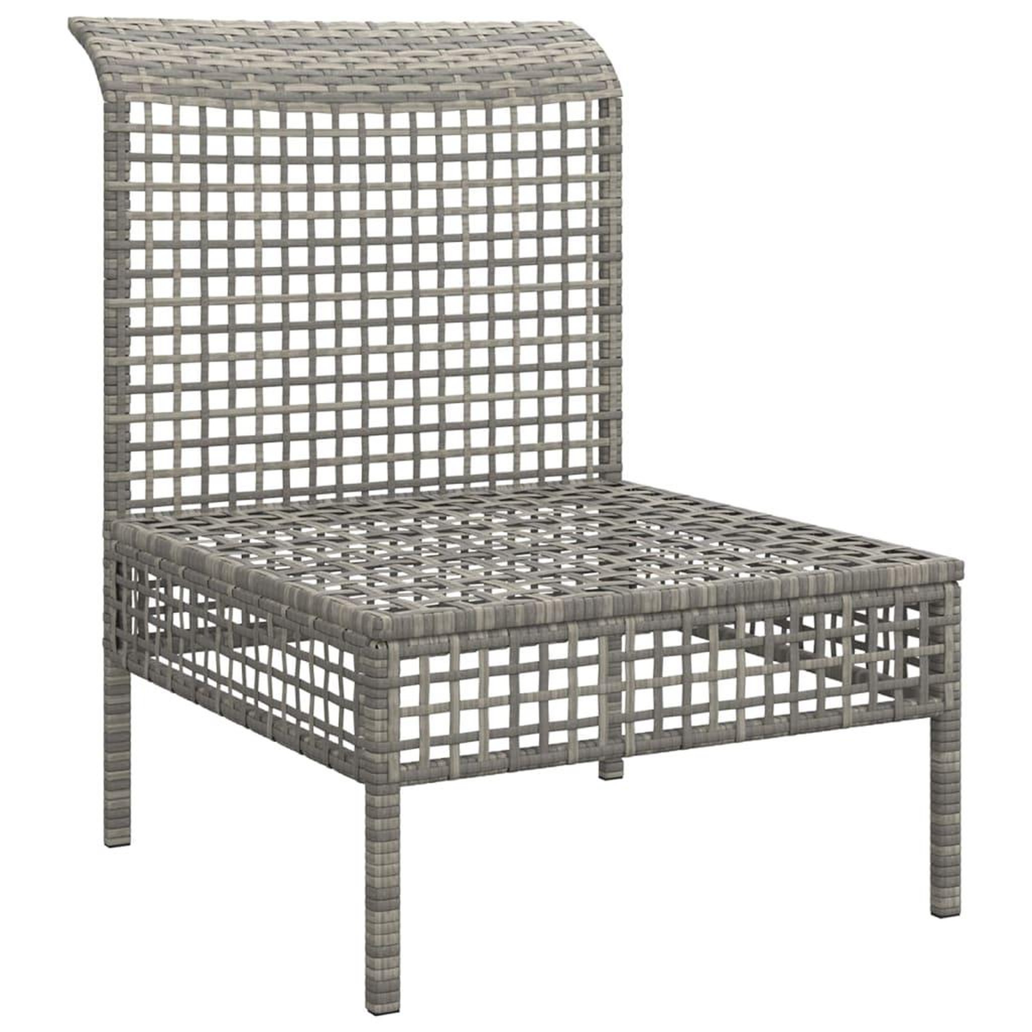 Voir la diapositive 4 : VIDAXL Canape central de jardin avec coussin Gris Resine tressee