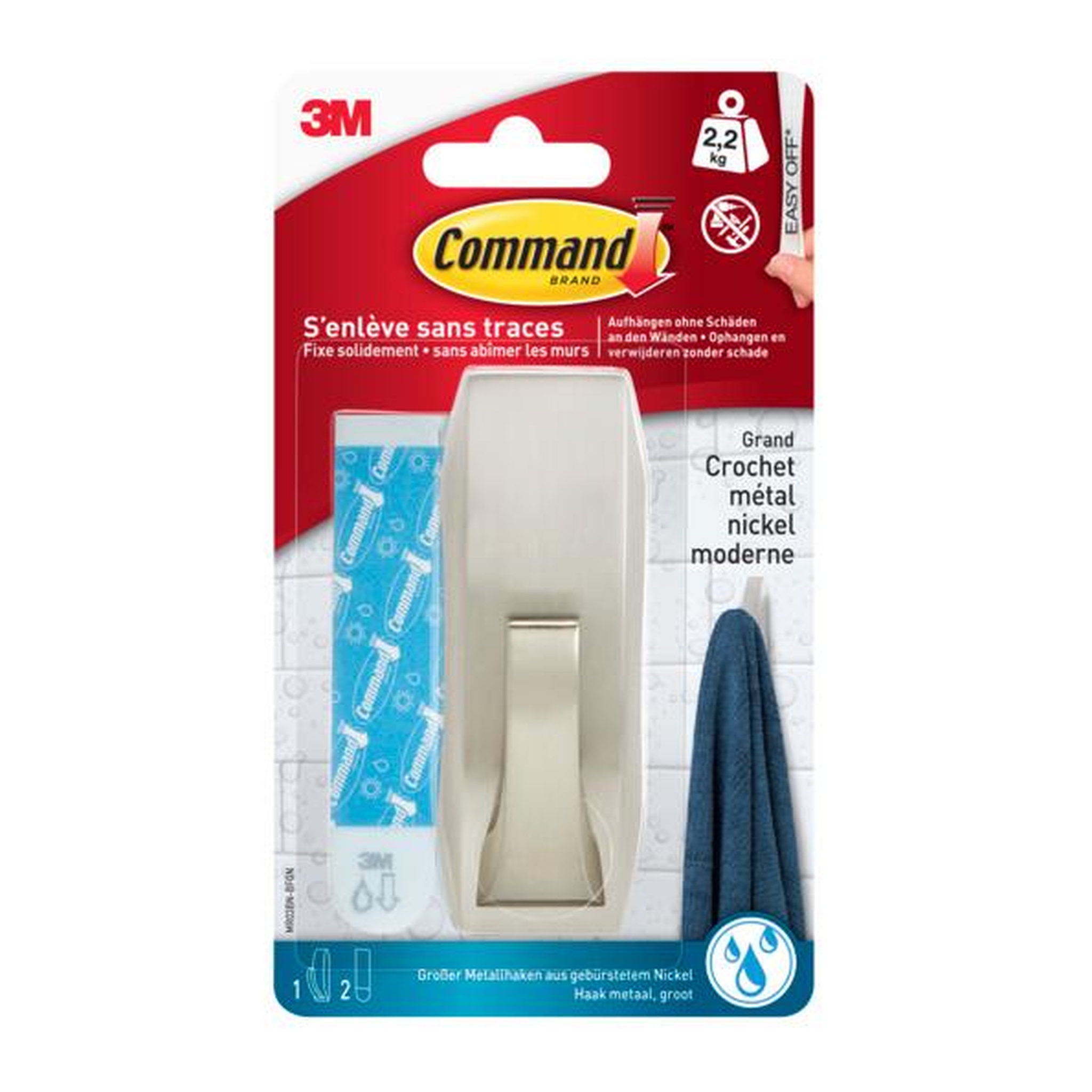 CENTRALE BRICO Crochet adhésif Moderne, COMMAND, argent 2.3 kg