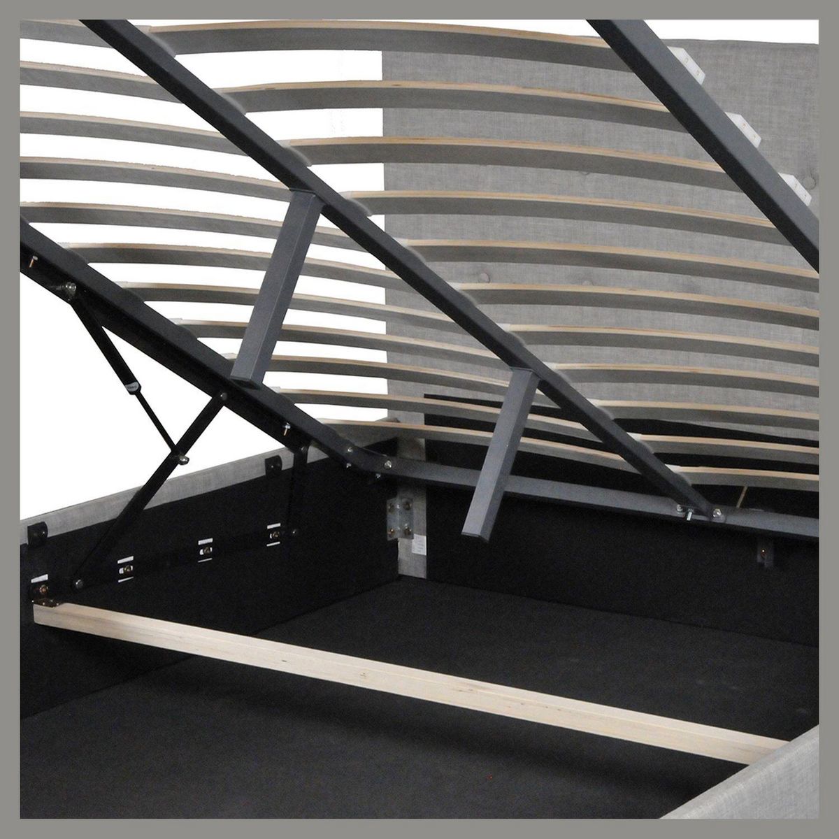 Lit coffre avec tête de lit capitonnée, livré avec sommier 140x190 CM CATANE