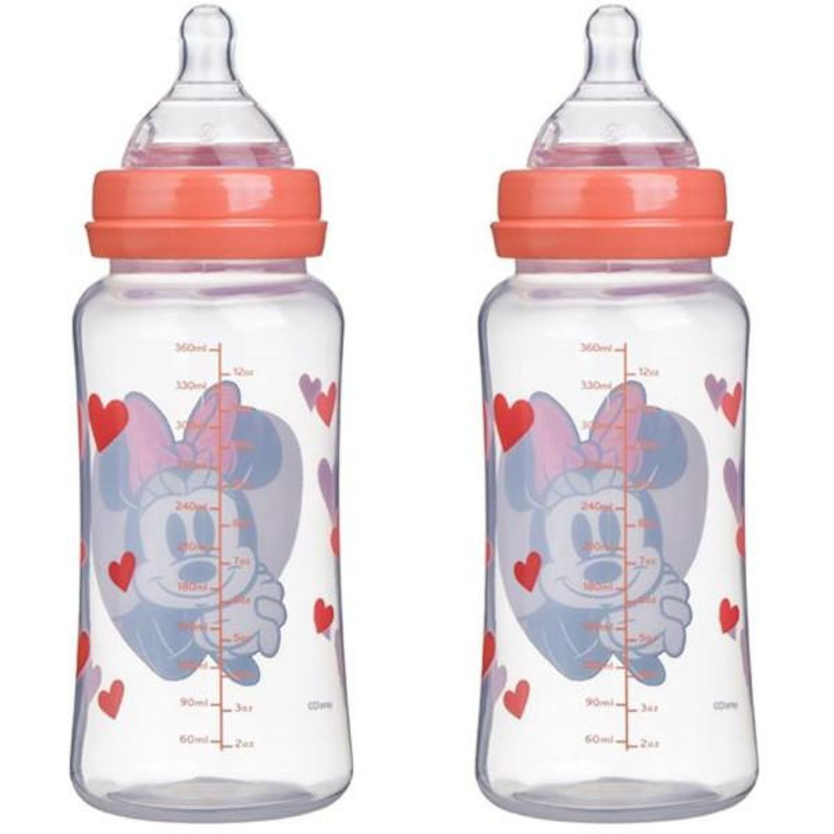 DISNEY BABY Lot de 2 biberons - DISNEY BABY - MINNIE COLLECTOR - 360 ml - Tétine silicone - Débit 3 positions