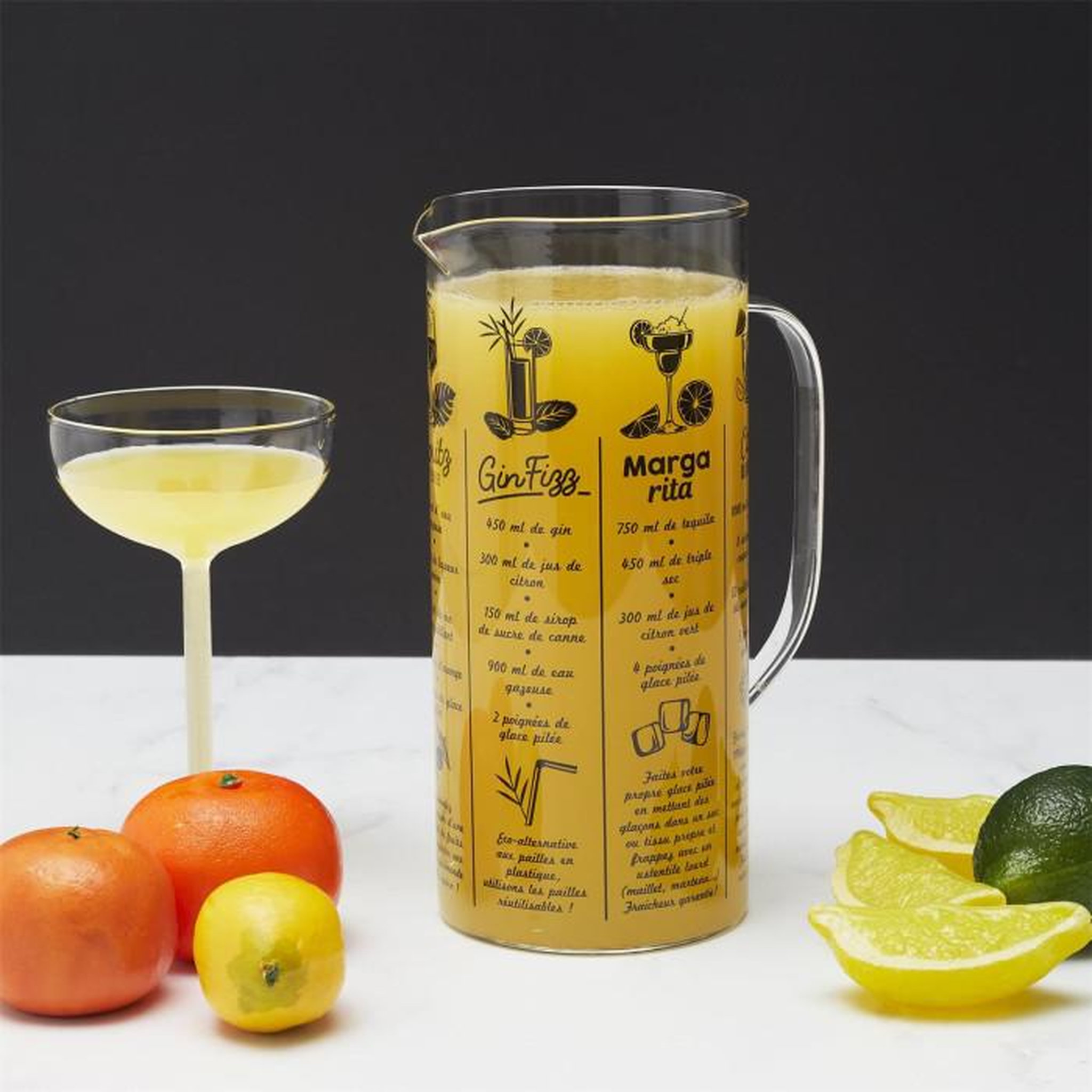 Voir la diapositive 4 : COOK CONCEPT Pichet avec recette  cocktail  2l transparent