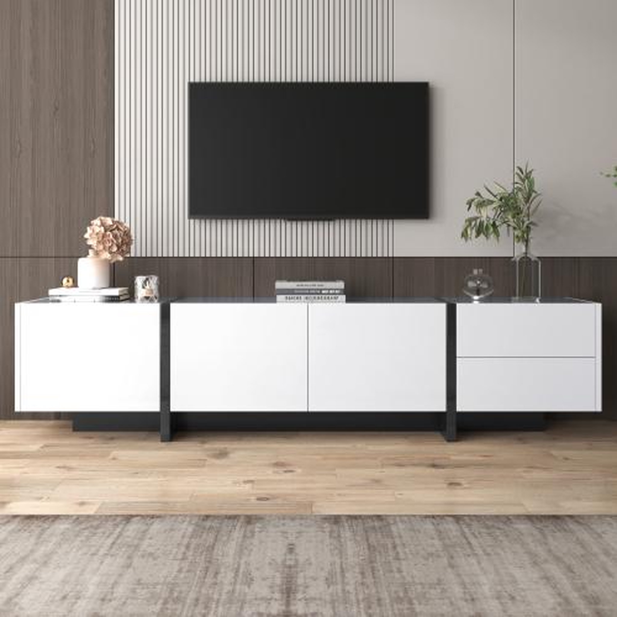 Voir la diapositive 2 : MERAX Meuble tv blanc 190 cm panneau de particules
