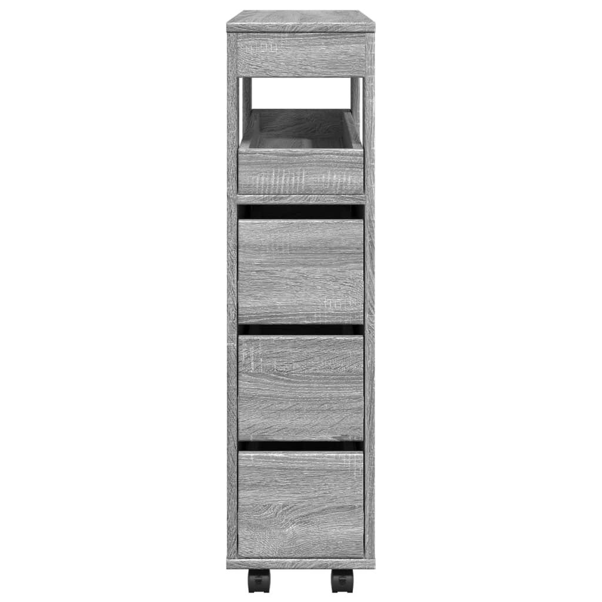 Voir la diapositive 5 : VIDAXL Meuble etroit de salle de bain a roulettes sonoma gris