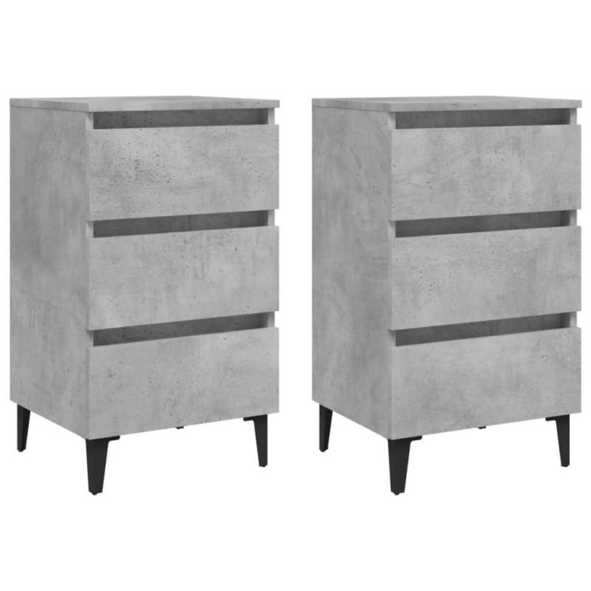 VIDAXL Tables de chevet pieds en métal 2 pcs gris béton 40x35x69 cm