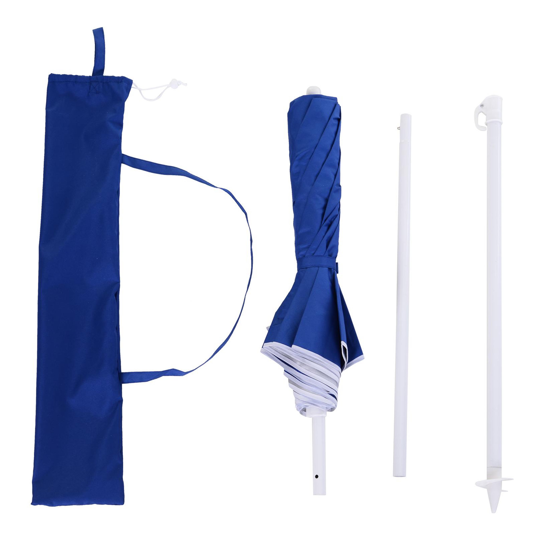 Voir la diapositive 4 : OUTSUNNY Parasol inclinable octogonal de plage Ø 150 cm tissu polyester haute densité anti-UV mât démontable sac de transport inclus bleu