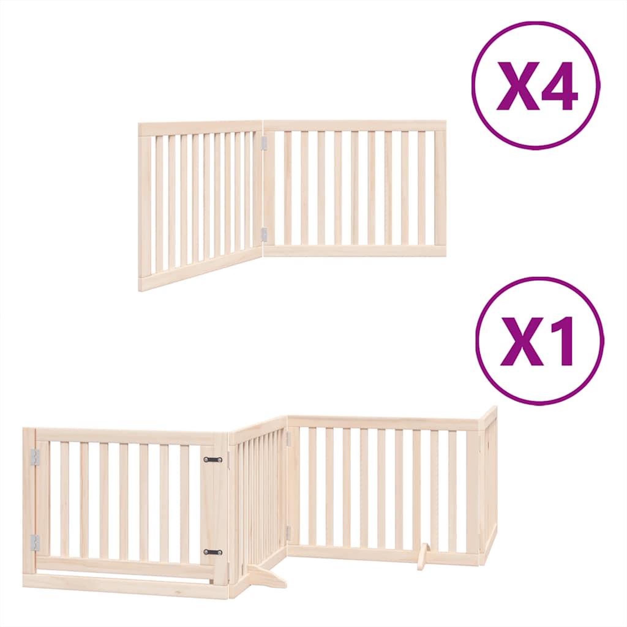 Voir la diapositive 2 : VIDAXL Barriere pour chien porte pliable 12 panneaux bois de peuplier