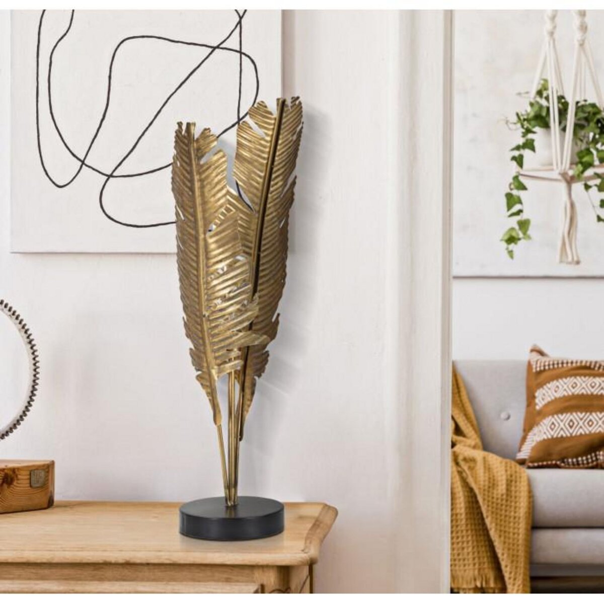 Paris Prix Lampe à Poser en Métal  Palm  65cm Or