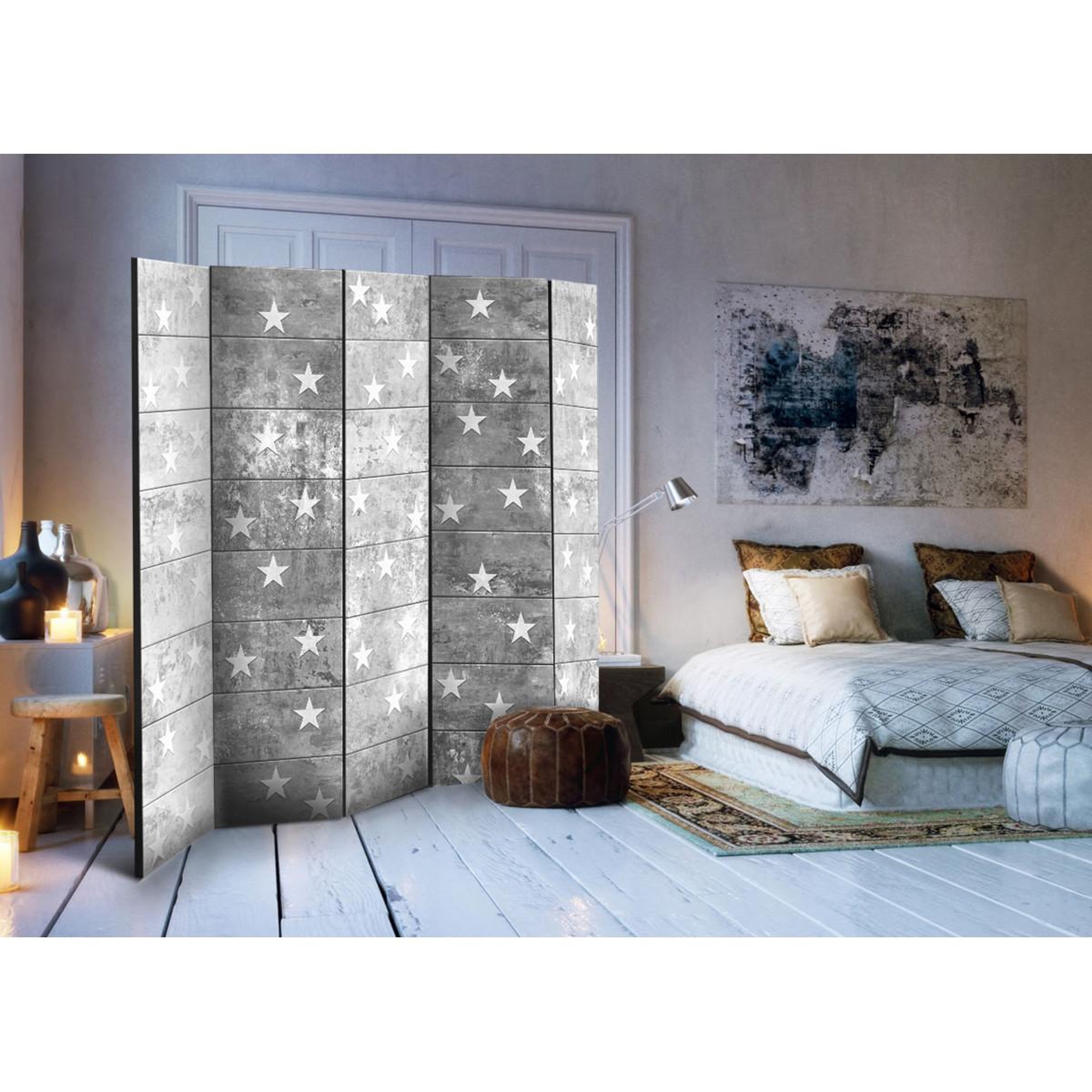 Voir la diapositive 2 : Paris Prix Paravent 5 volets  stars on concrete  172x225cm
