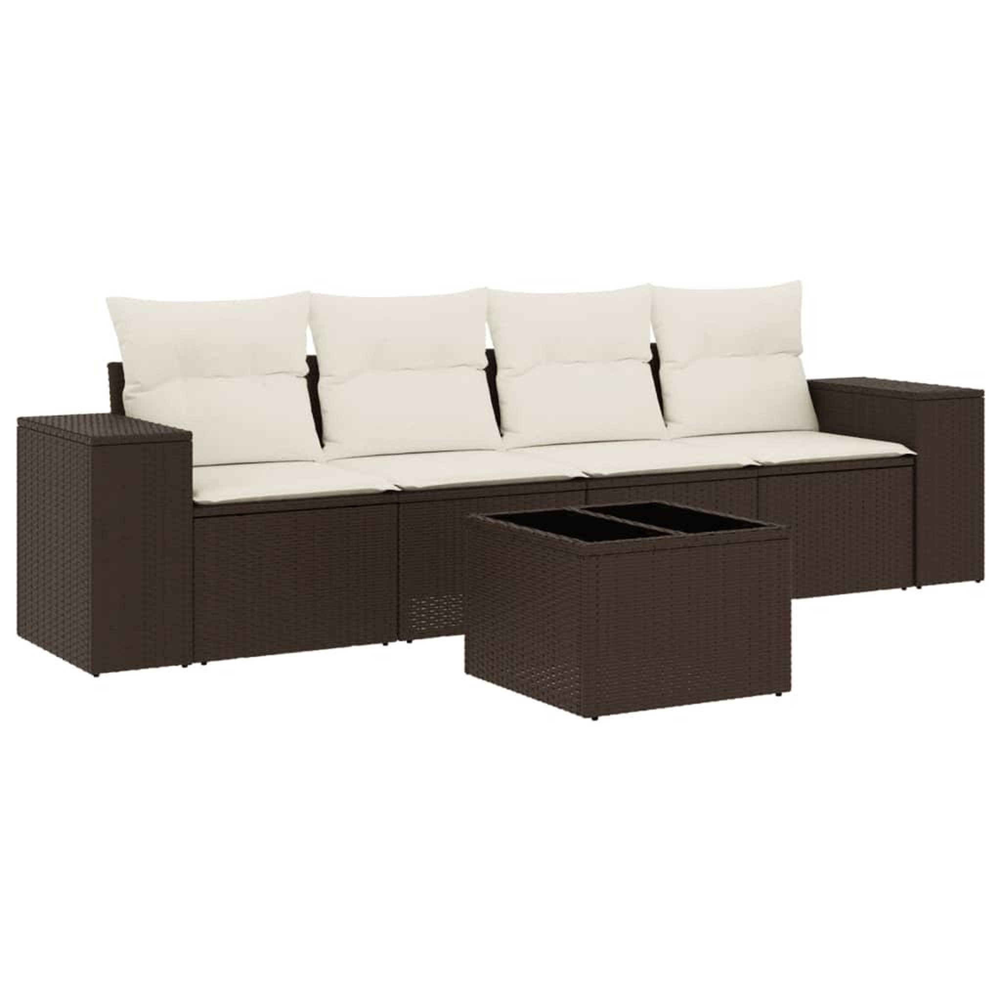 Voir la diapositive 2 : VIDAXL Salon de jardin avec coussins 5 pcs marron resine tressee