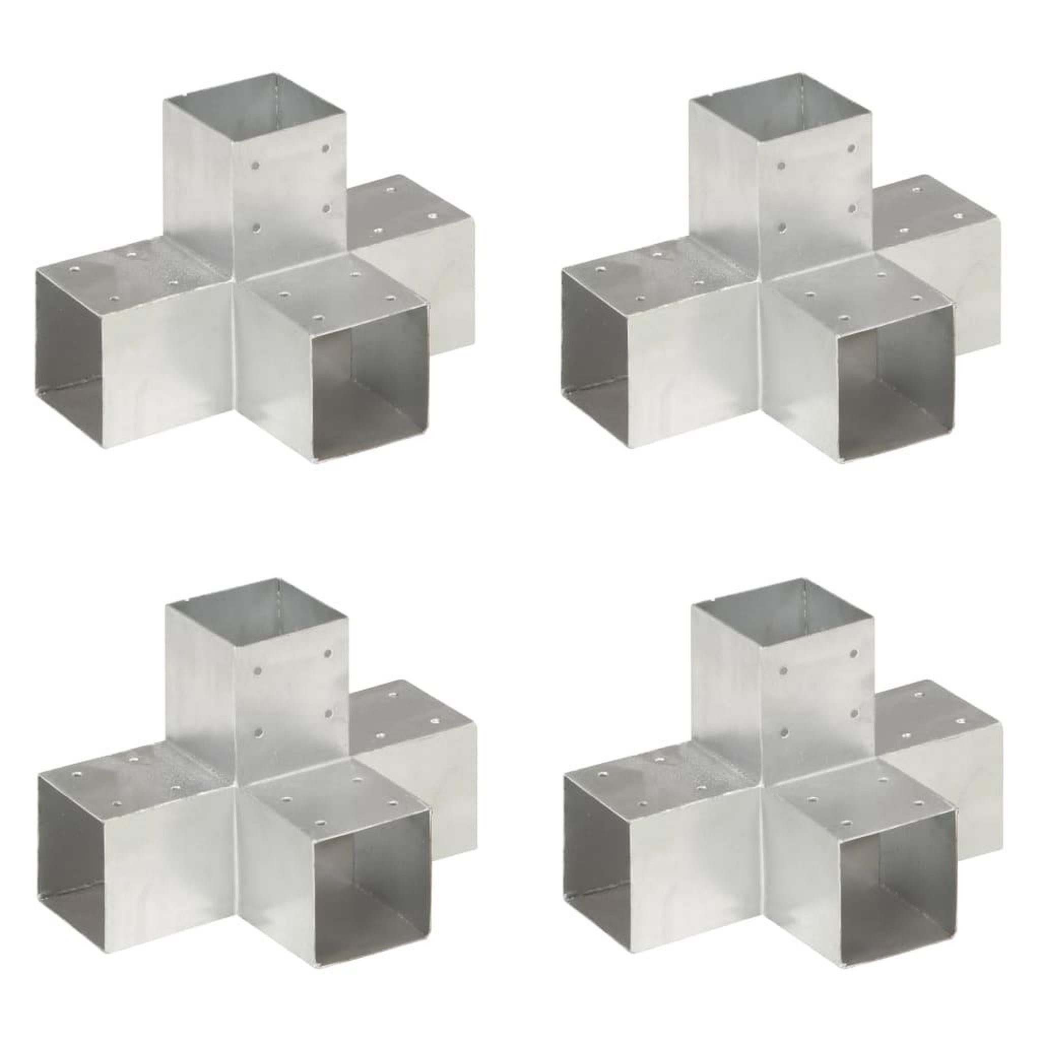 Voir la diapositive 1 : VIDAXL Connecteurs de poteau 4 pcs Forme en X Metal galvanise 91x91 mm