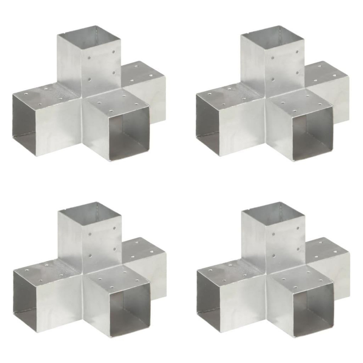 VIDAXL Connecteurs de poteau 4 pcs Forme en X Metal galvanise 91x91 mm