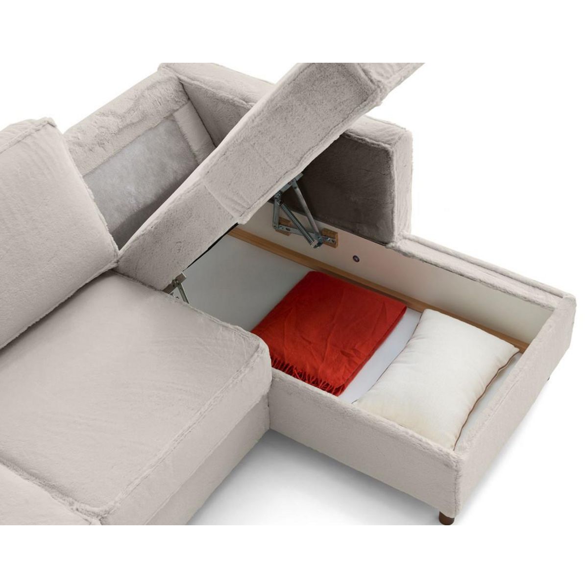 LISA DESIGN Jake - canapé d'angle droit 4 places convertible avec coffre en fausse fourrure