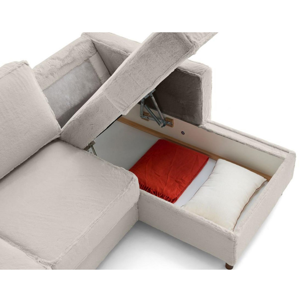 LISA DESIGN Jake - canapé d'angle droit 4 places convertible avec coffre en fausse fourrure