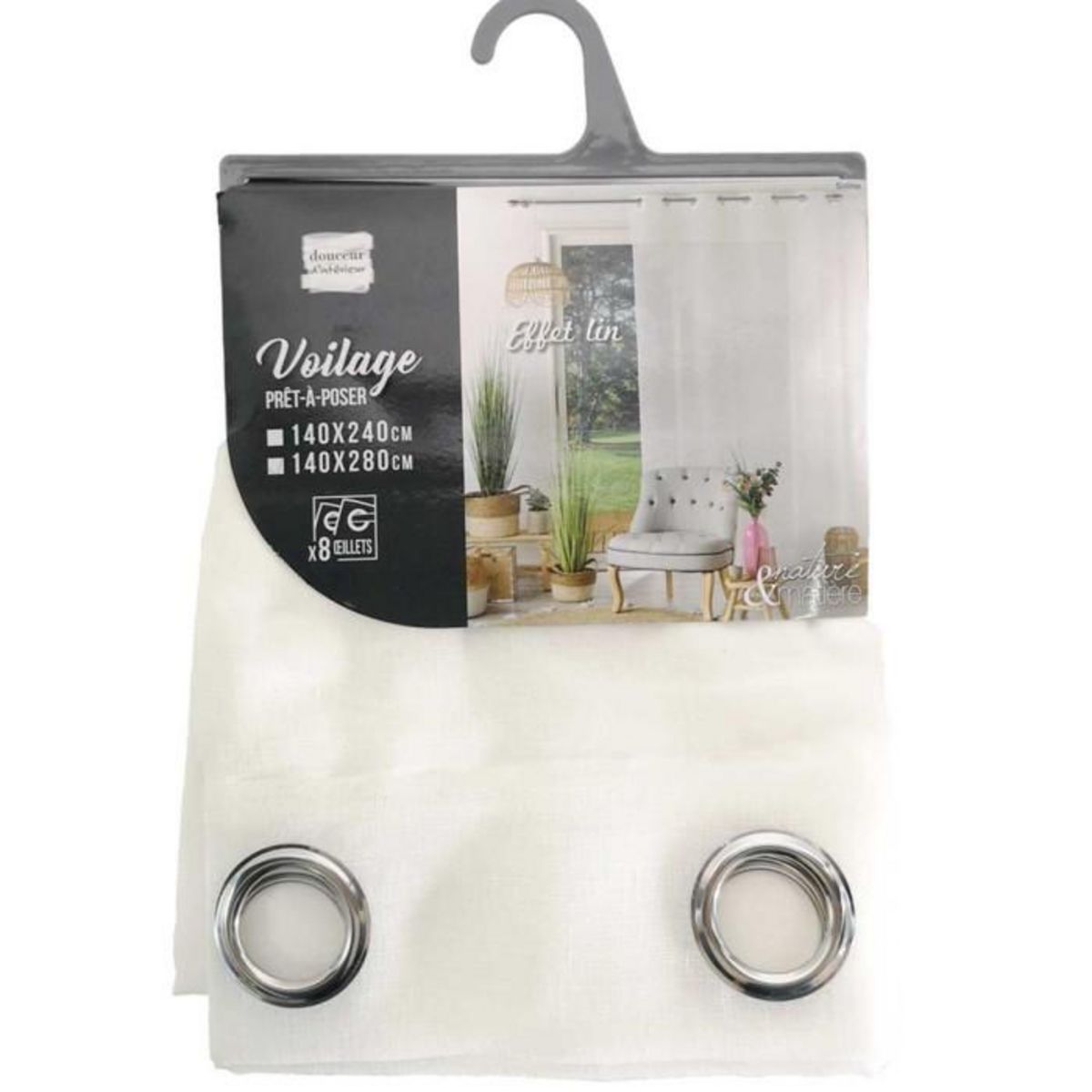 Paris Prix Rideau Voilage à Œillets  Soline  140x280cm Blanc