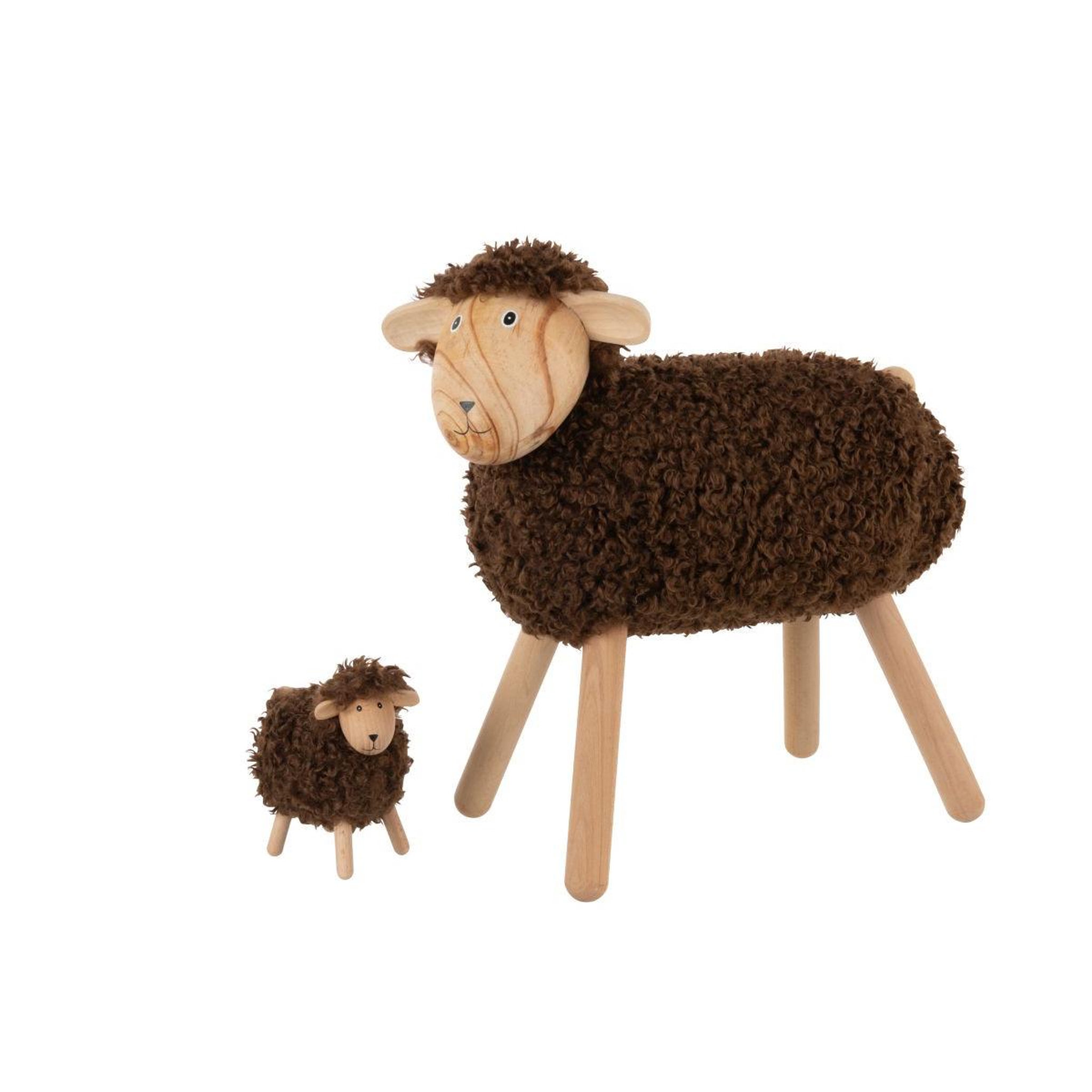 Voir la diapositive 3 : J-LINE Statuette mouton en bois  chalet  45cm marron foncé
